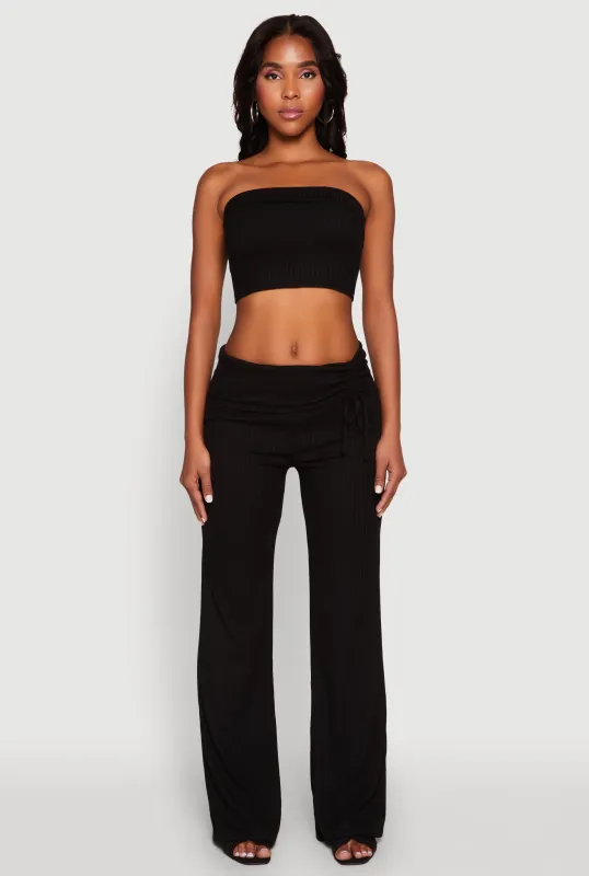 Almost Famous Ruched Fold Over Pants sold by Rainbow