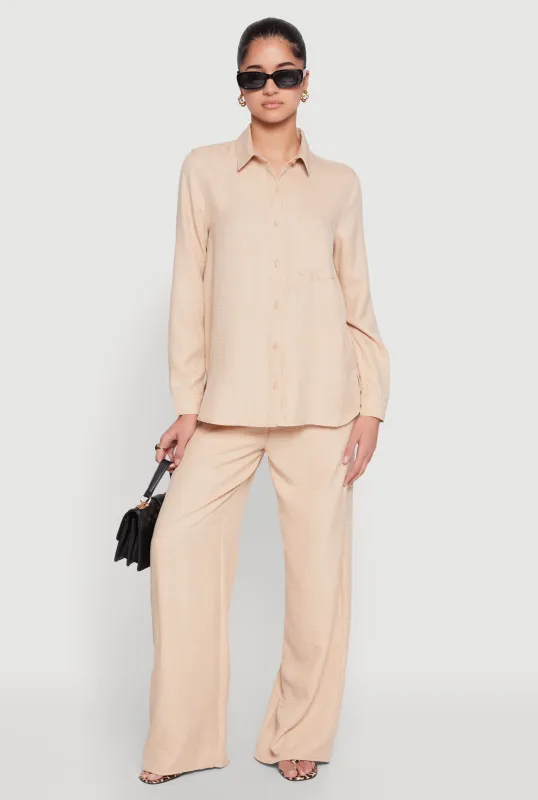 Linen High Waisted Wide Leg Pants sold by Rainbow