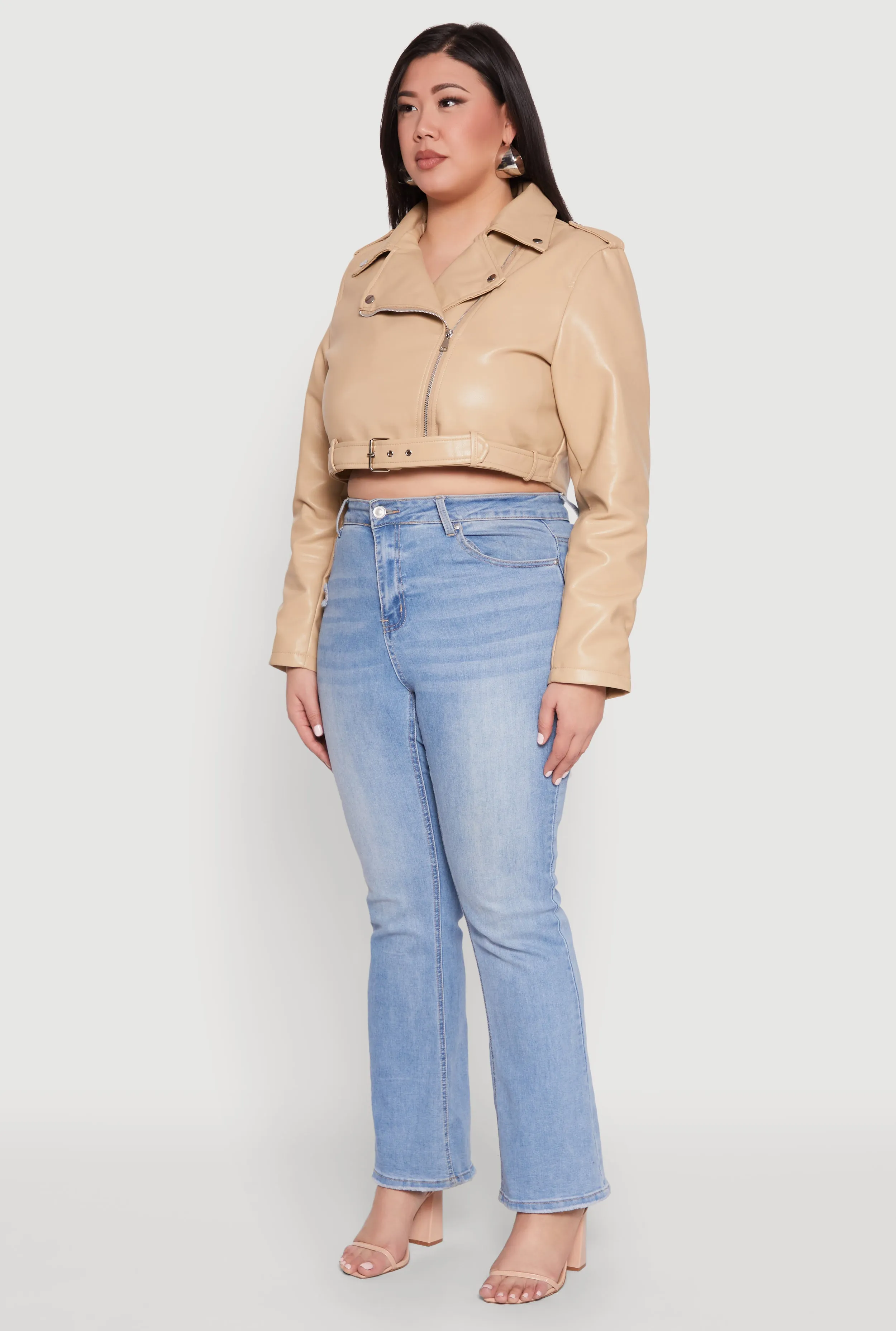 Plus Size Daisy Faux Leather Belted Moto Jacket sold by Rainbow product image thumbnail 5