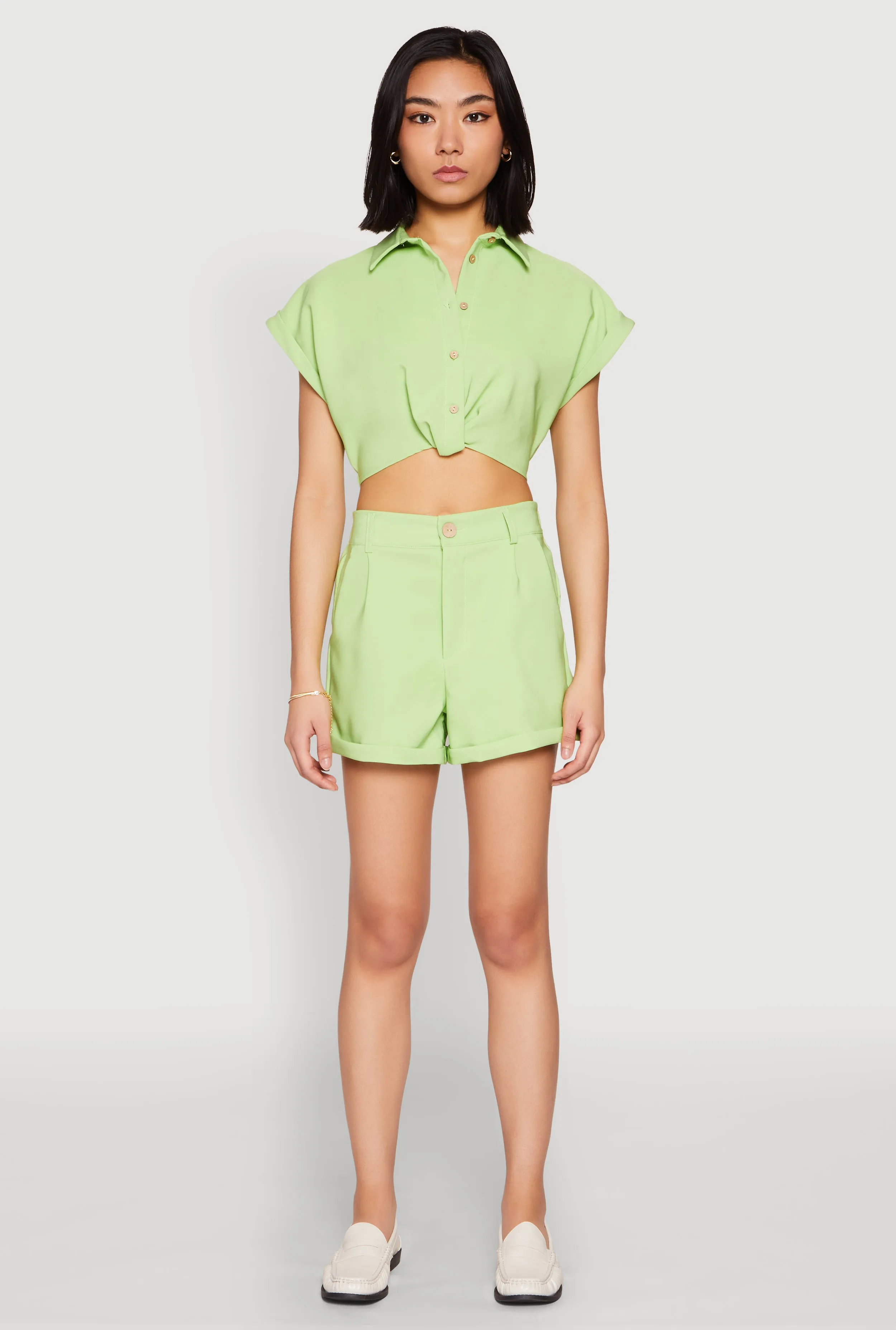 Cuffed Sleeve Cropped Shirt sold by Rainbow product image thumbnail 2