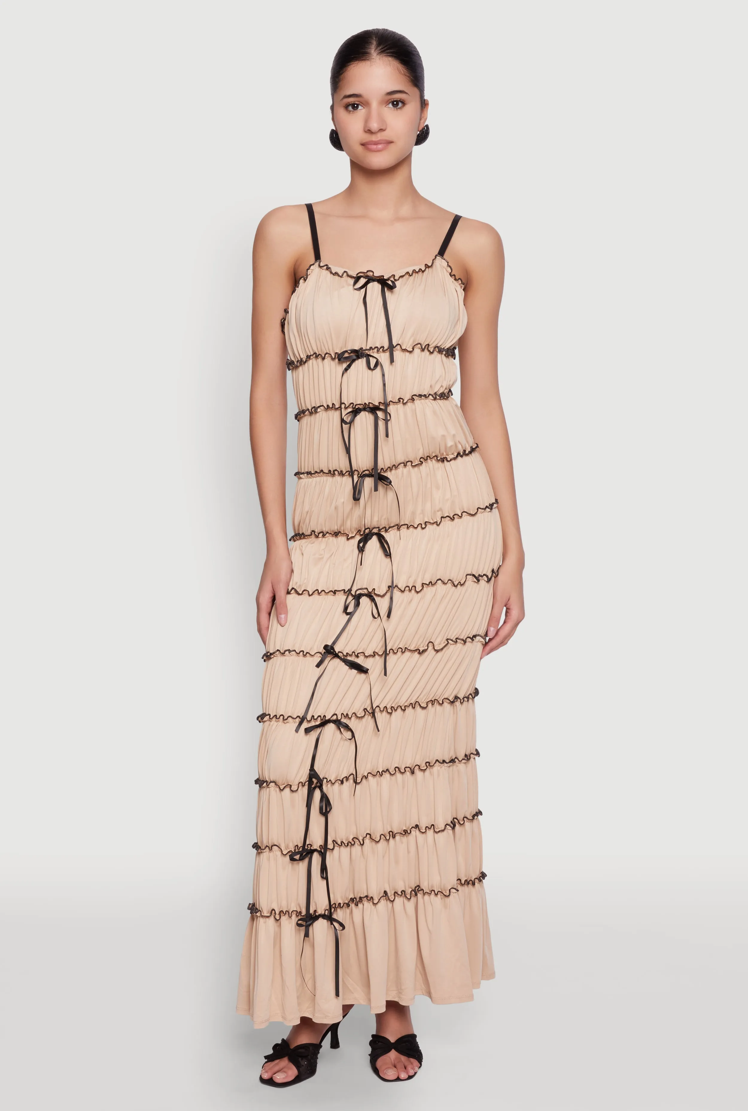 Almost Famous Bow Contrast Tiered Maxi Dress sold by Rainbow product image thumbnail 2