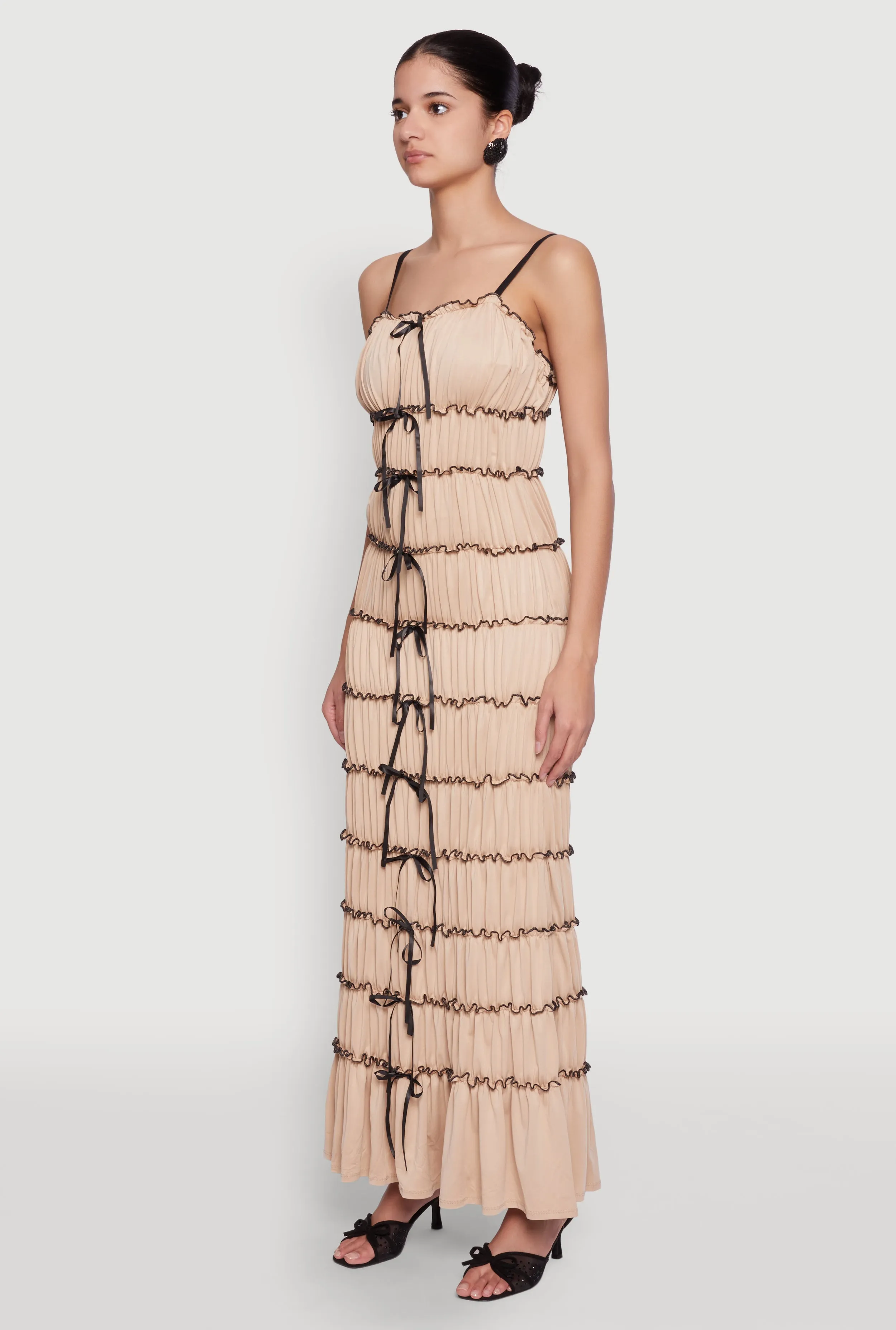 Almost Famous Bow Contrast Tiered Maxi Dress sold by Rainbow product image thumbnail 3