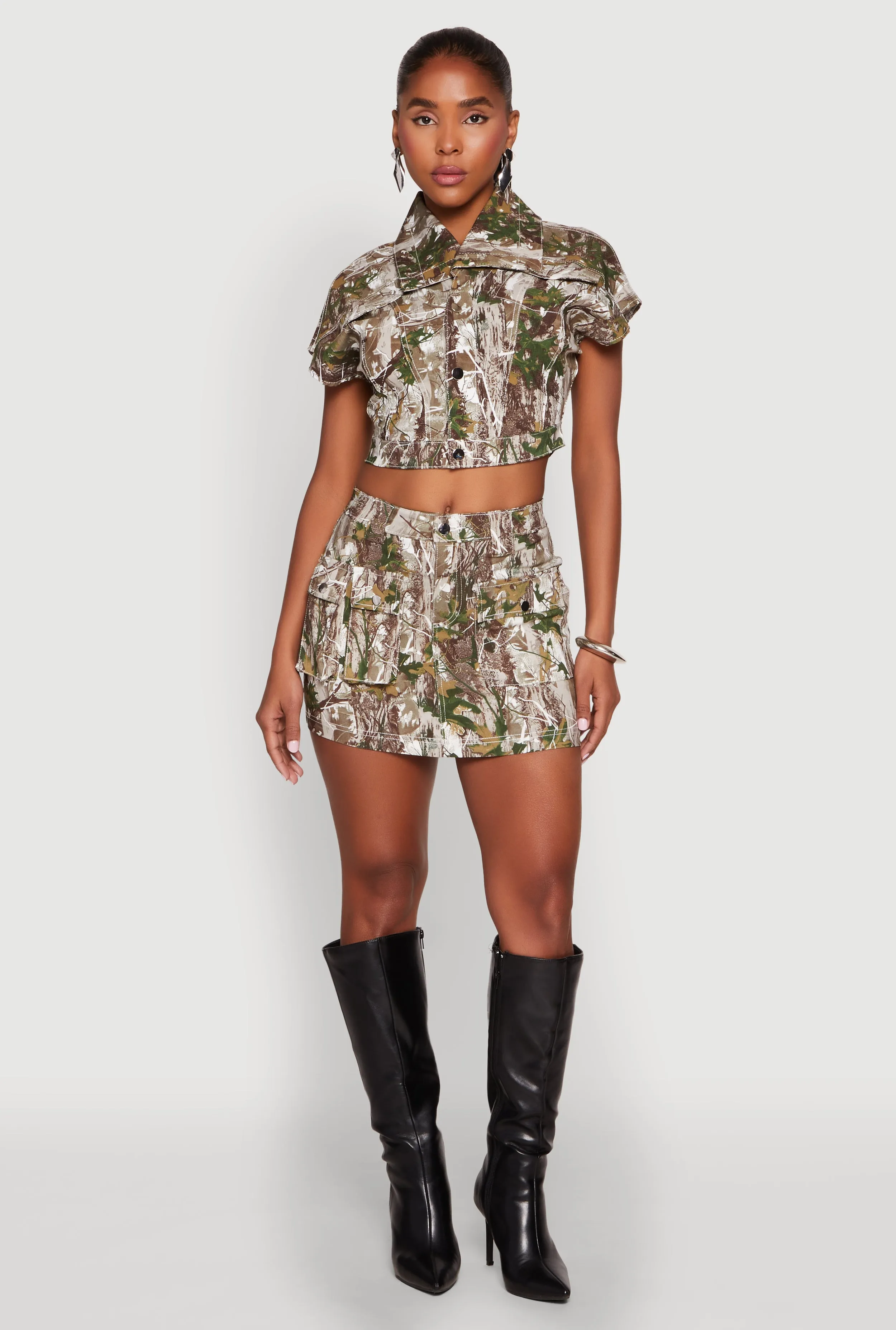 Hunter Camo Print Short Sleeve Cropped Jacket sold by Rainbow product image thumbnail 2