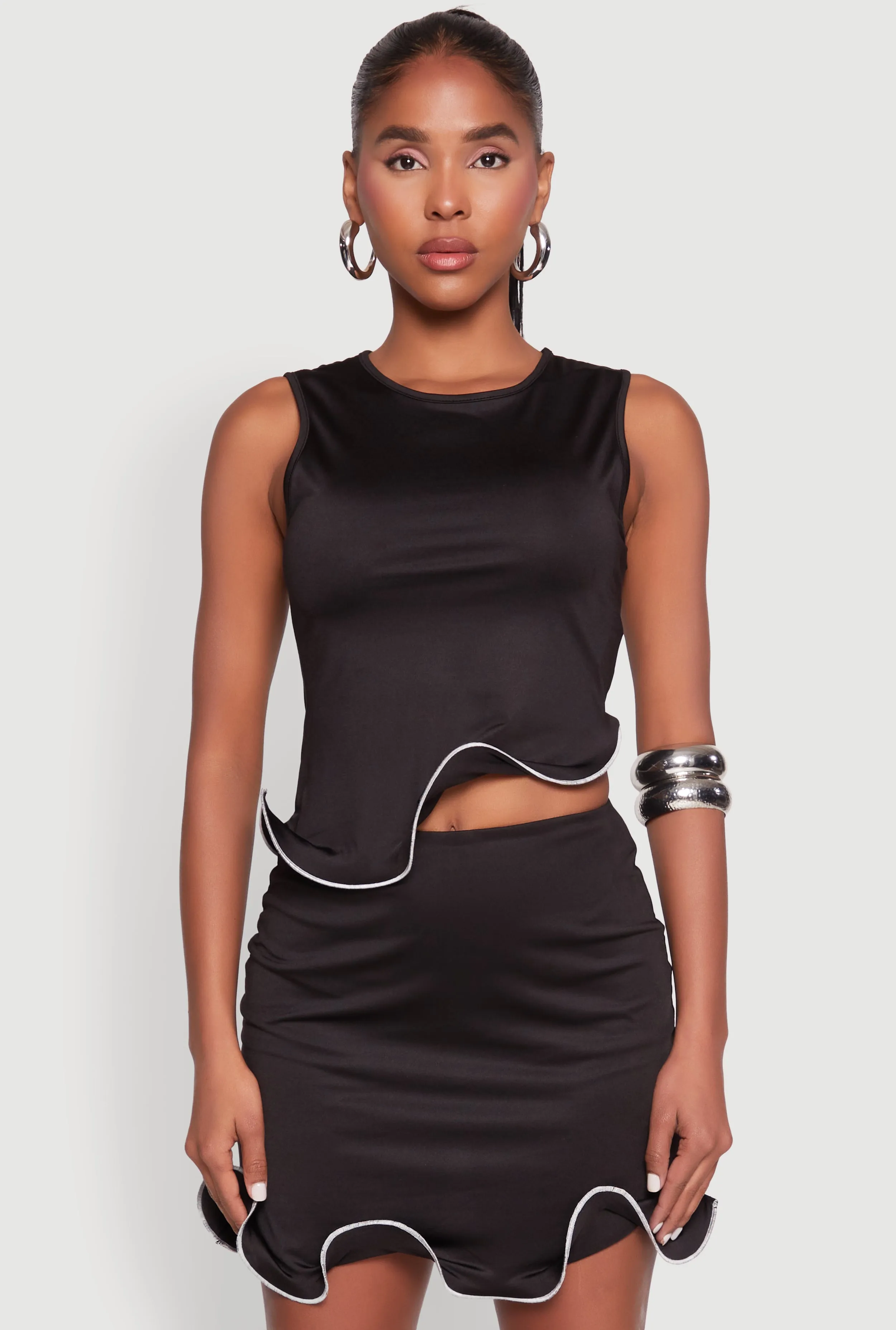 Wave Structured Sleeveless Crop Top sold by Rainbow