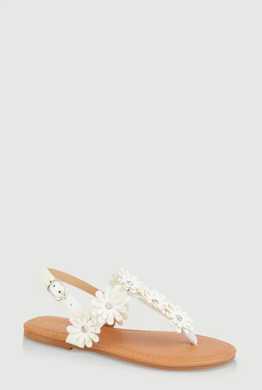 Girls Flower Buckle Strap Thong Sandals sold by Rainbow