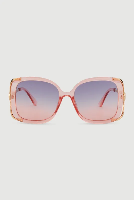 Metallic Detail Gradient Lens Sunglasses sold by Rainbow