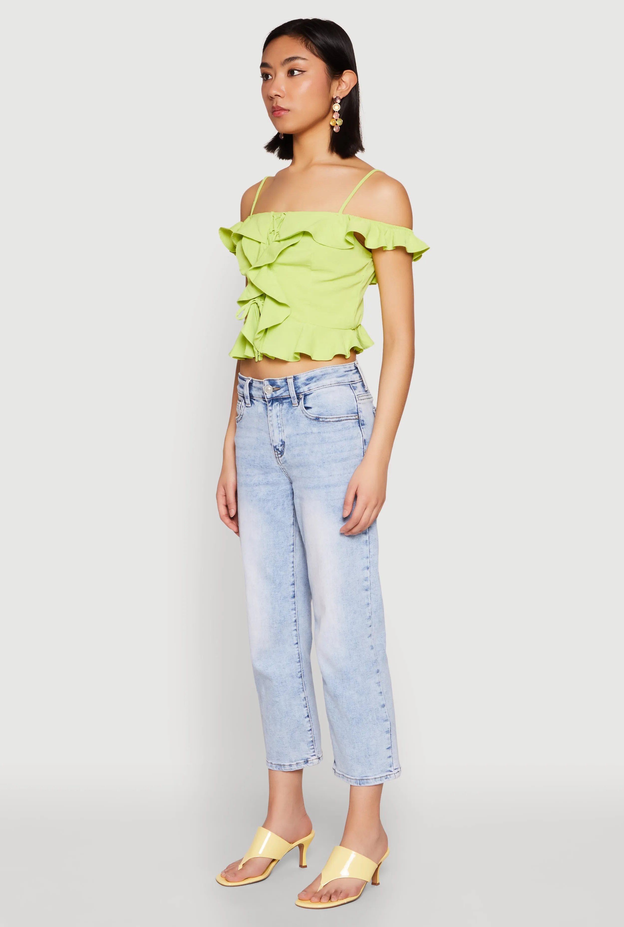 Iris Ruffled Cold Shoulder Crop Top sold by Rainbow product image thumbnail 5