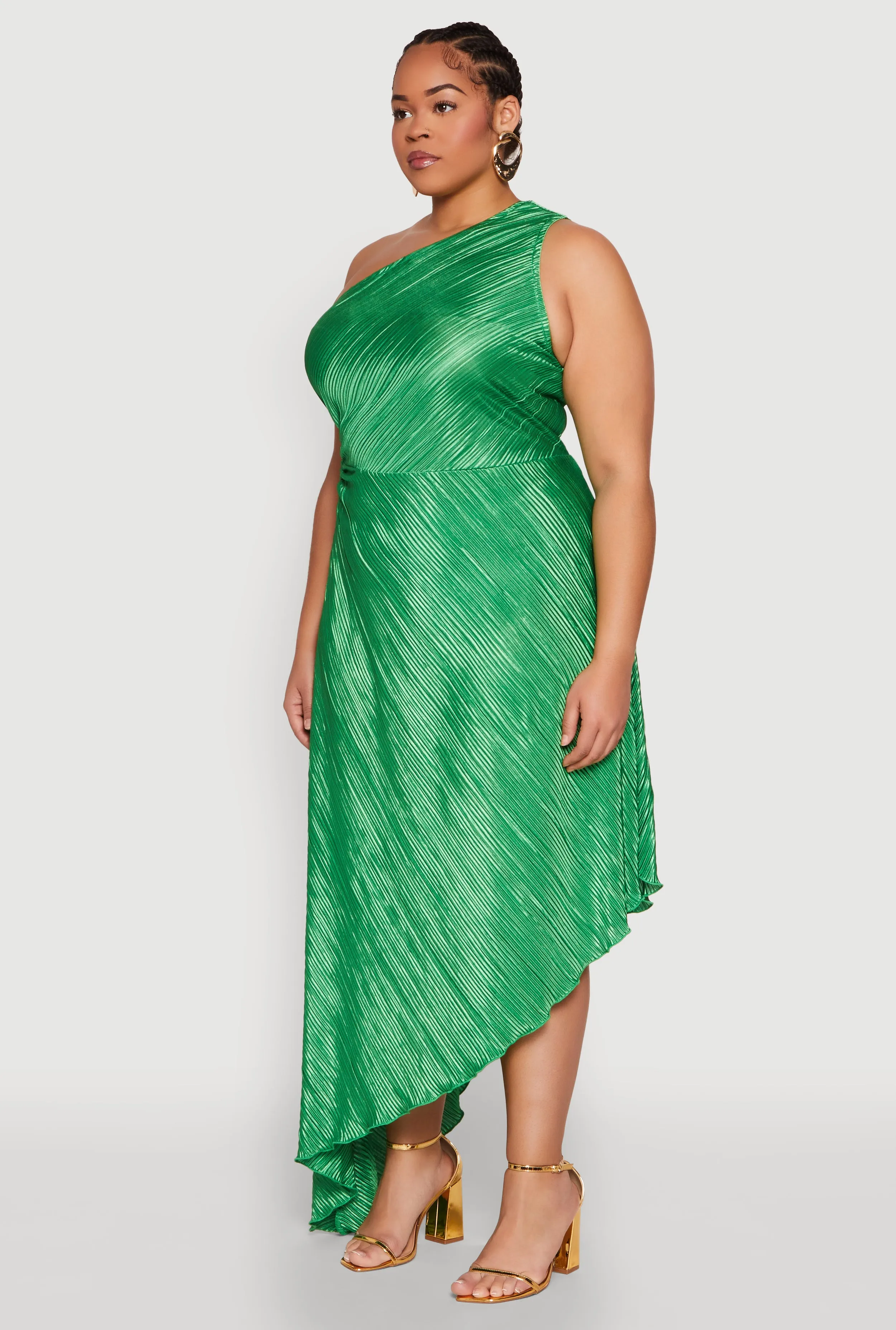 Plus Size Plisse Asymmetrical One Shoulder Dress sold by Rainbow product image thumbnail 3