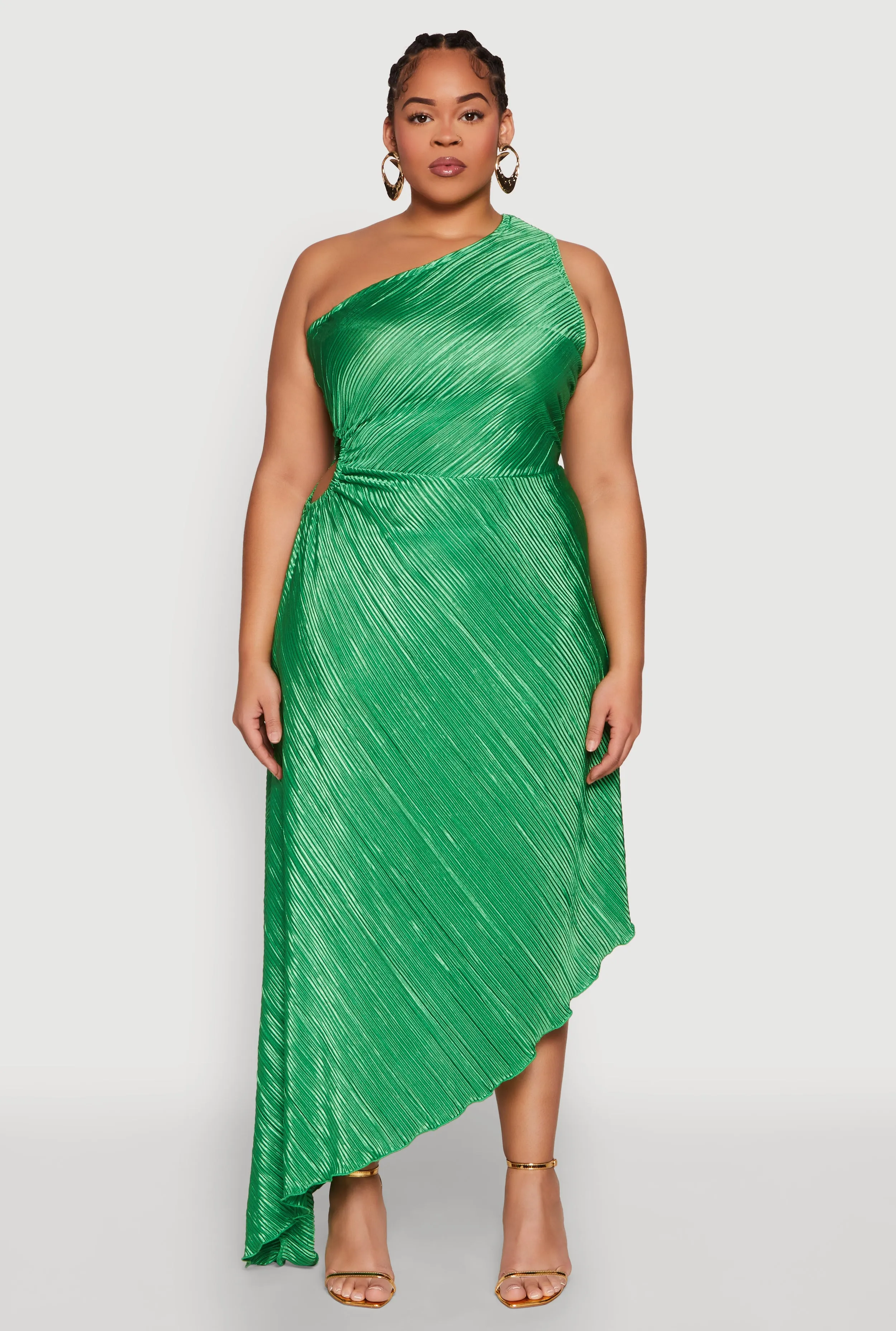 Plus Size Plisse Asymmetrical One Shoulder Dress sold by Rainbow product image thumbnail 2