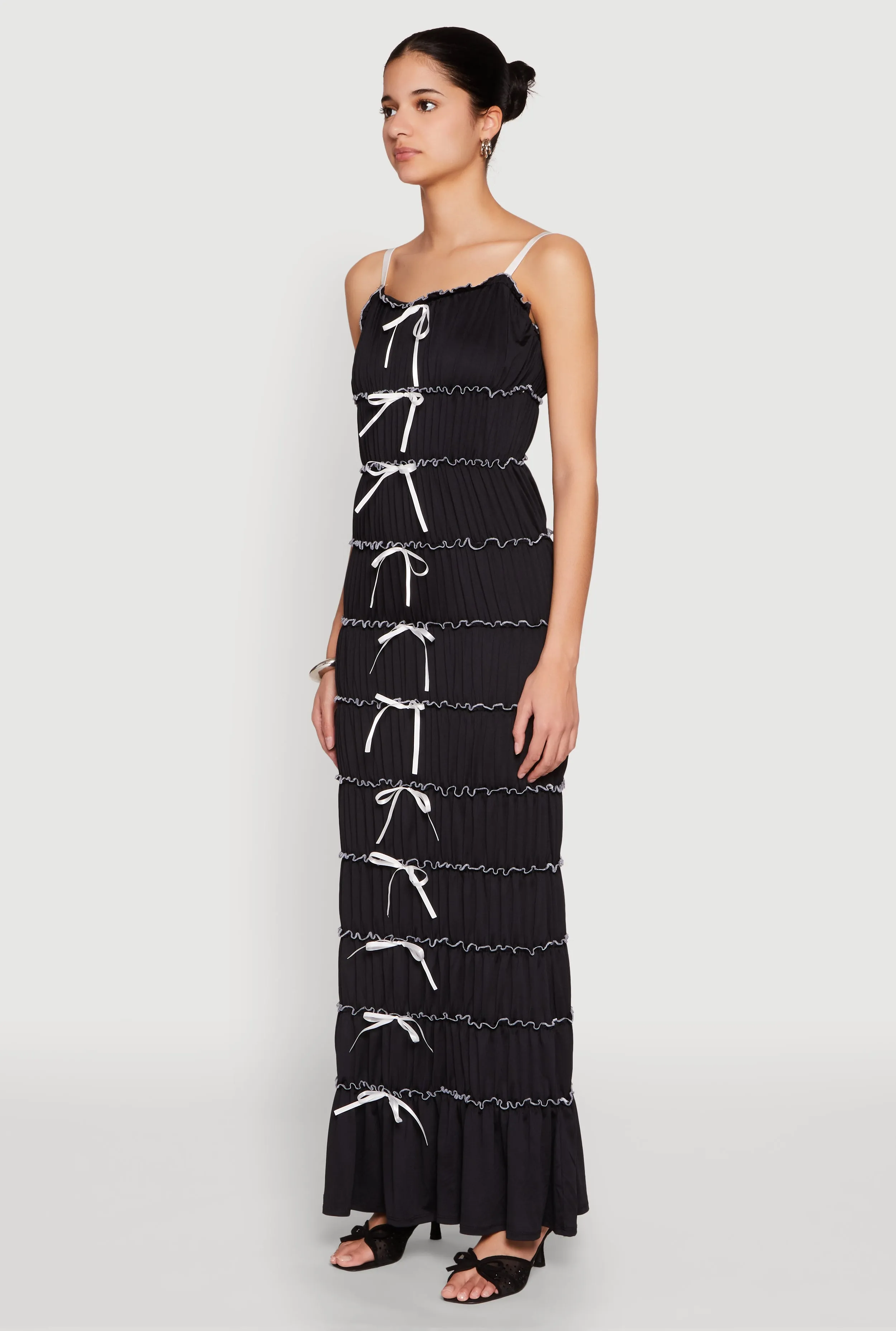 Almost Famous Bow Contrast Tiered Maxi Dress sold by Rainbow product image thumbnail 3