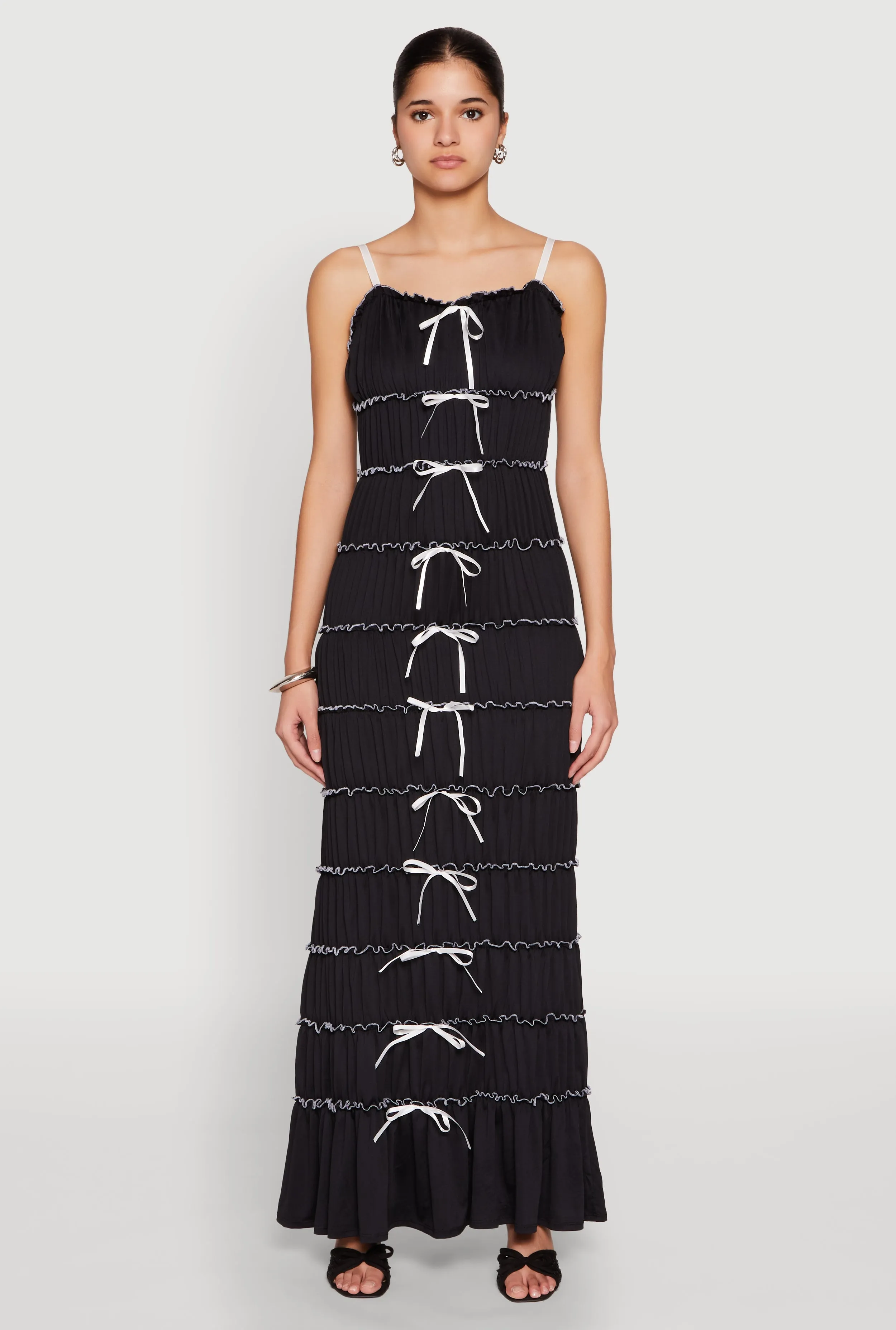 Almost Famous Bow Contrast Tiered Maxi Dress sold by Rainbow product image thumbnail 2