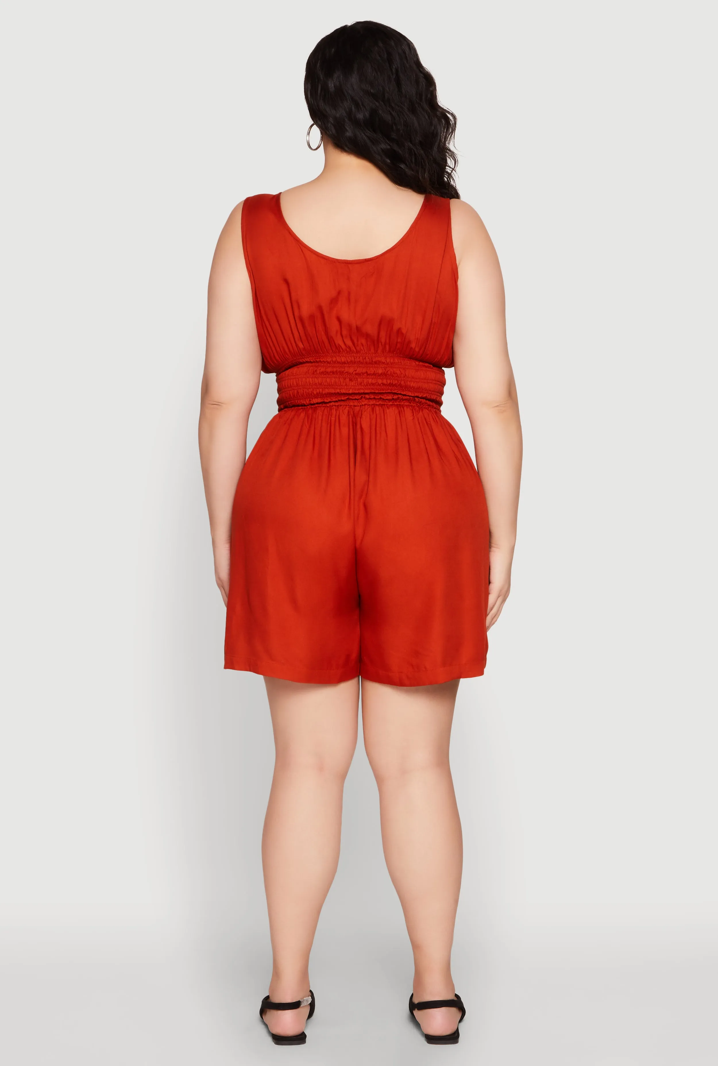 Plus Size Smocked Half Button Romper sold by Rainbow product image thumbnail 5