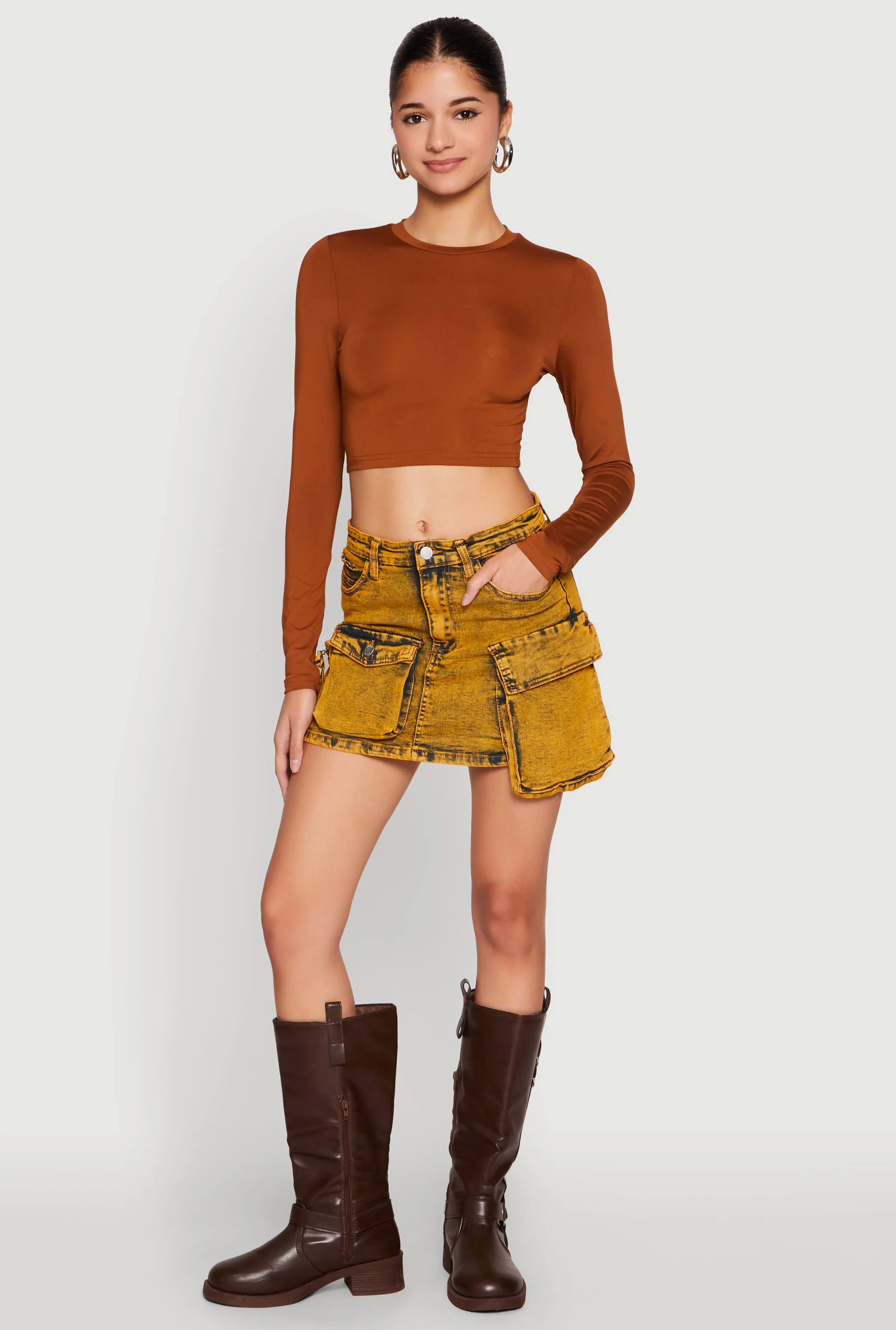 Daisy Mineral Wash Cargo Denim Skirt sold by Rainbow