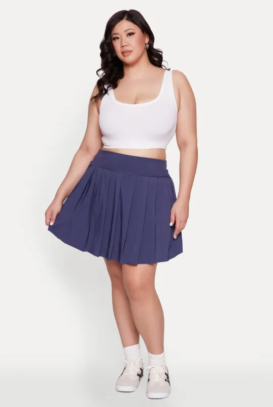 Plus Size High Waist Pleated Tennis Skirt sold by Rainbow