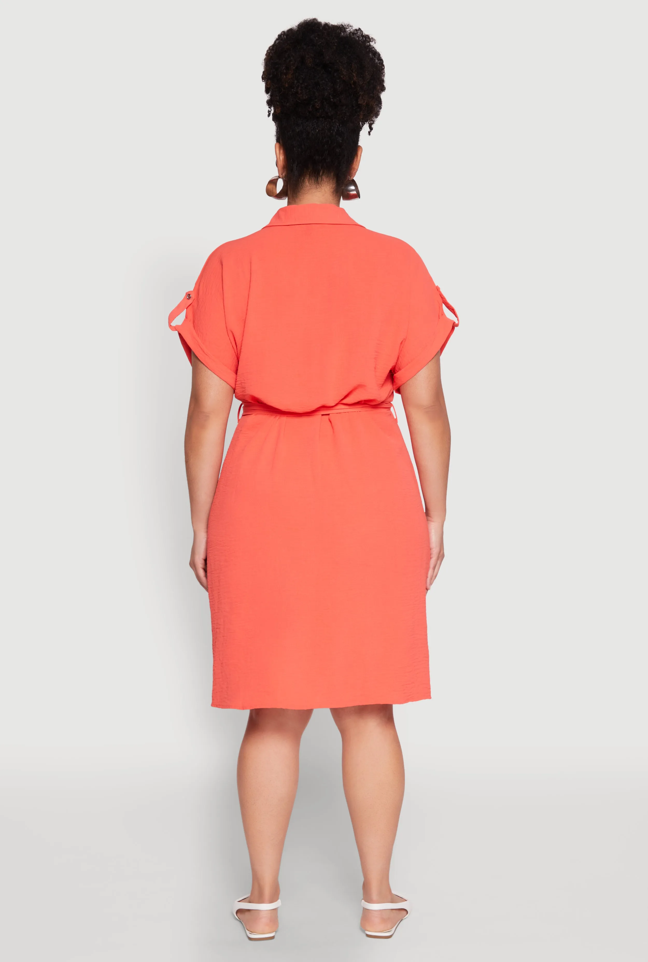 Plus Size Crepe Knit Half Button Shirt Dress sold by Rainbow product image thumbnail 5