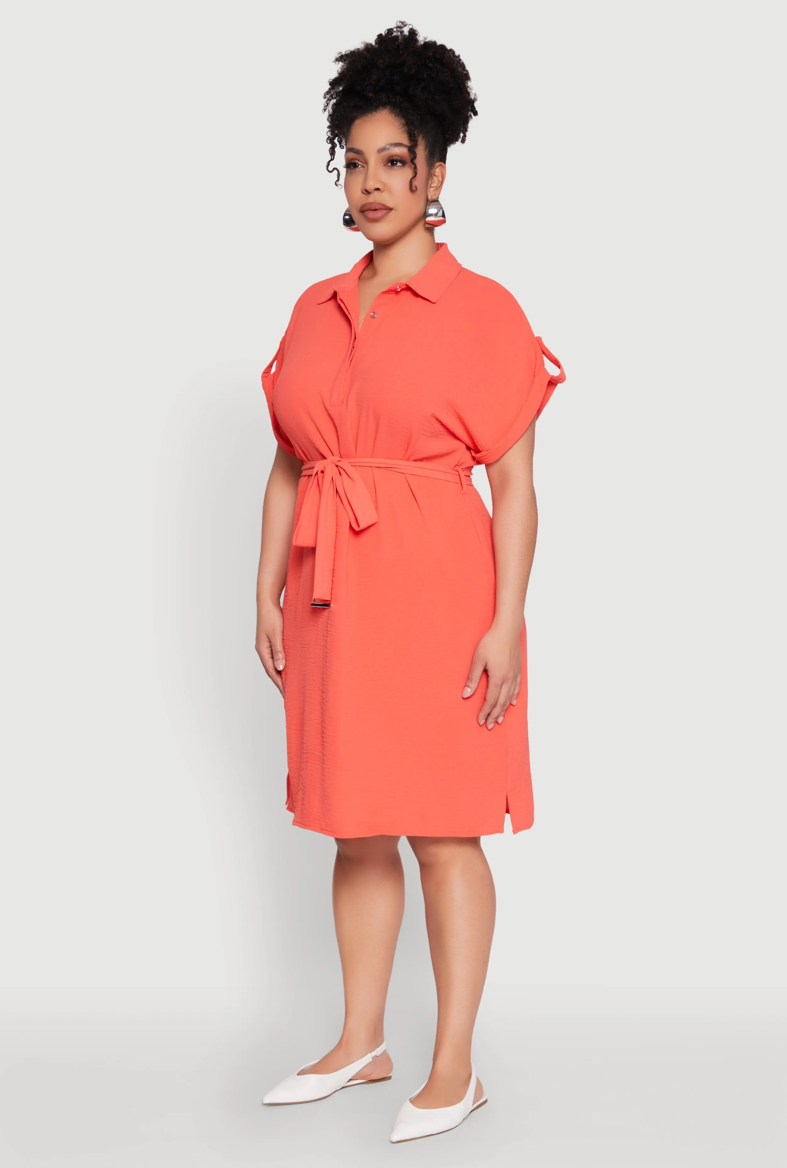 Plus Size Crepe Knit Half Button Shirt Dress sold by Rainbow product image thumbnail 3