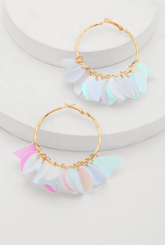 Petal Sequin Hoop Earrings sold by Rainbow
