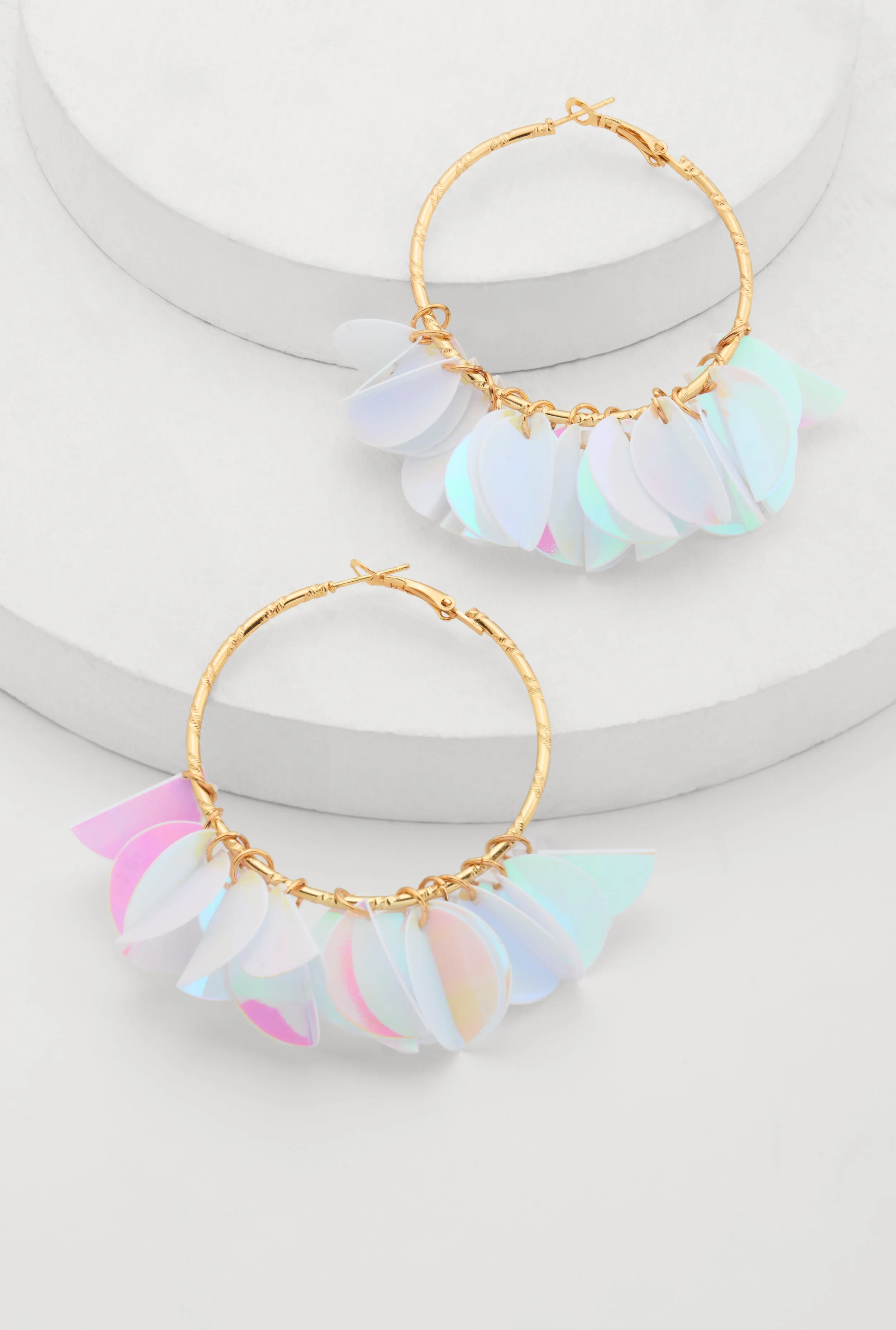 Petal Sequin Hoop Earrings sold by Rainbow