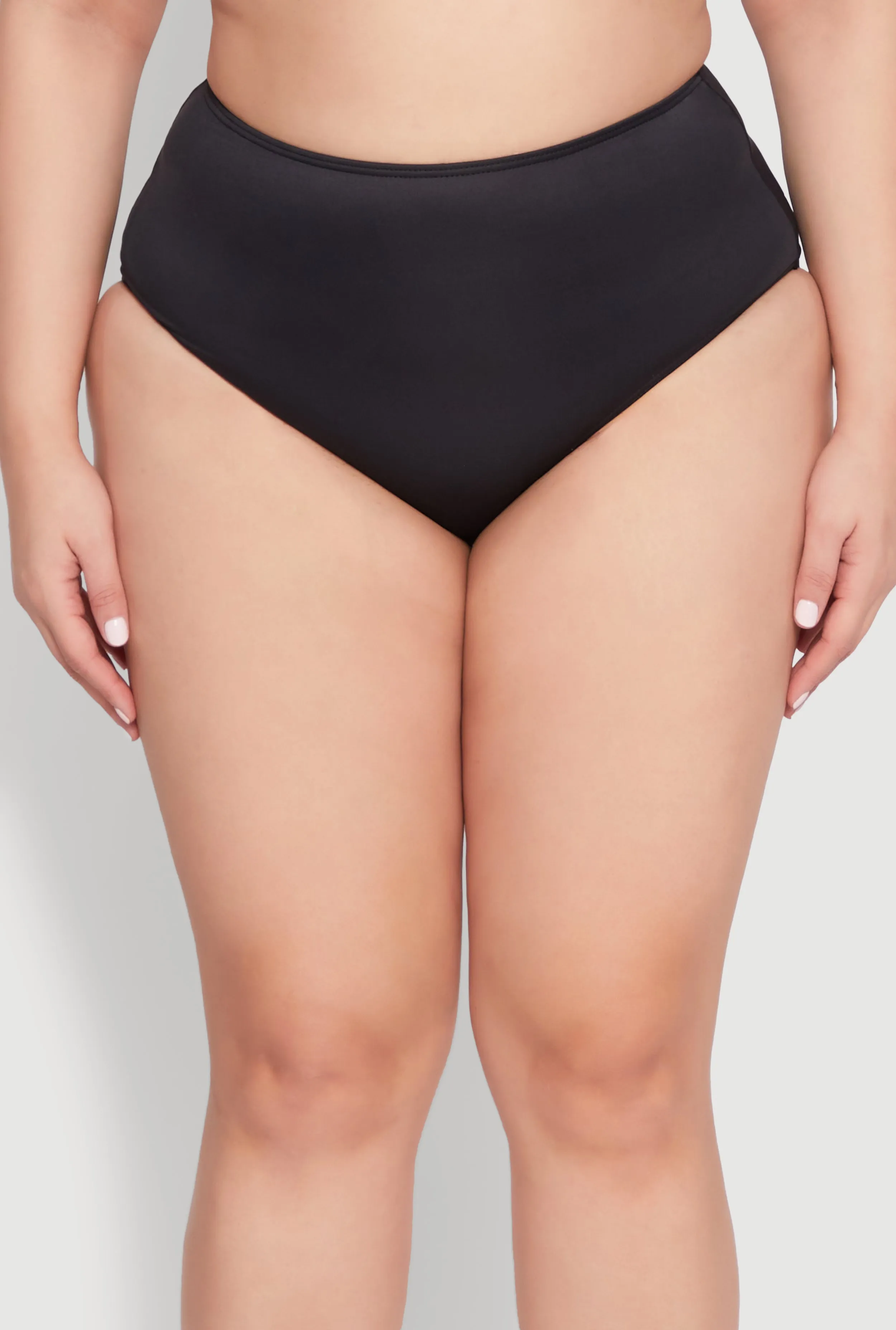 Plus Size Solid High Waisted Bikini Bottoms sold by Rainbow