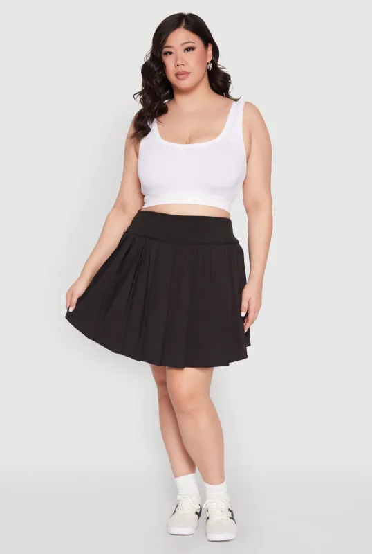 Plus Size High Waist Pleated Tennis Skirt sold by Rainbow