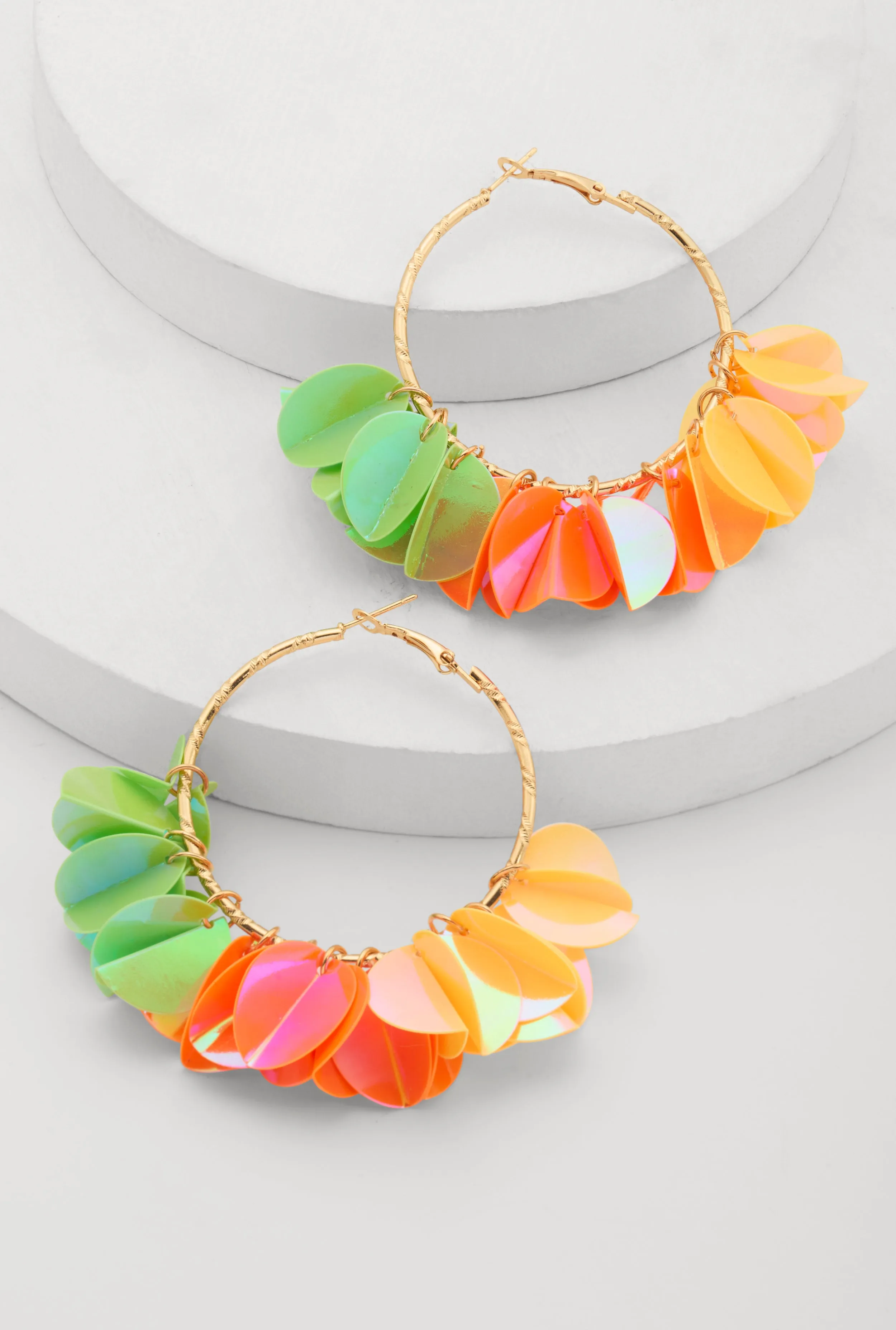 Petal Sequin Hoop Earrings sold by Rainbow