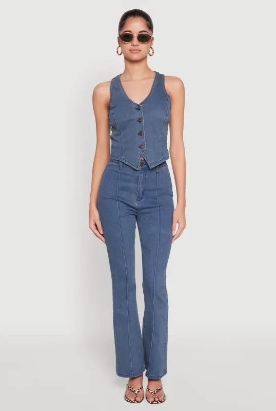 Pintuck Flare Jeans sold by Rainbow