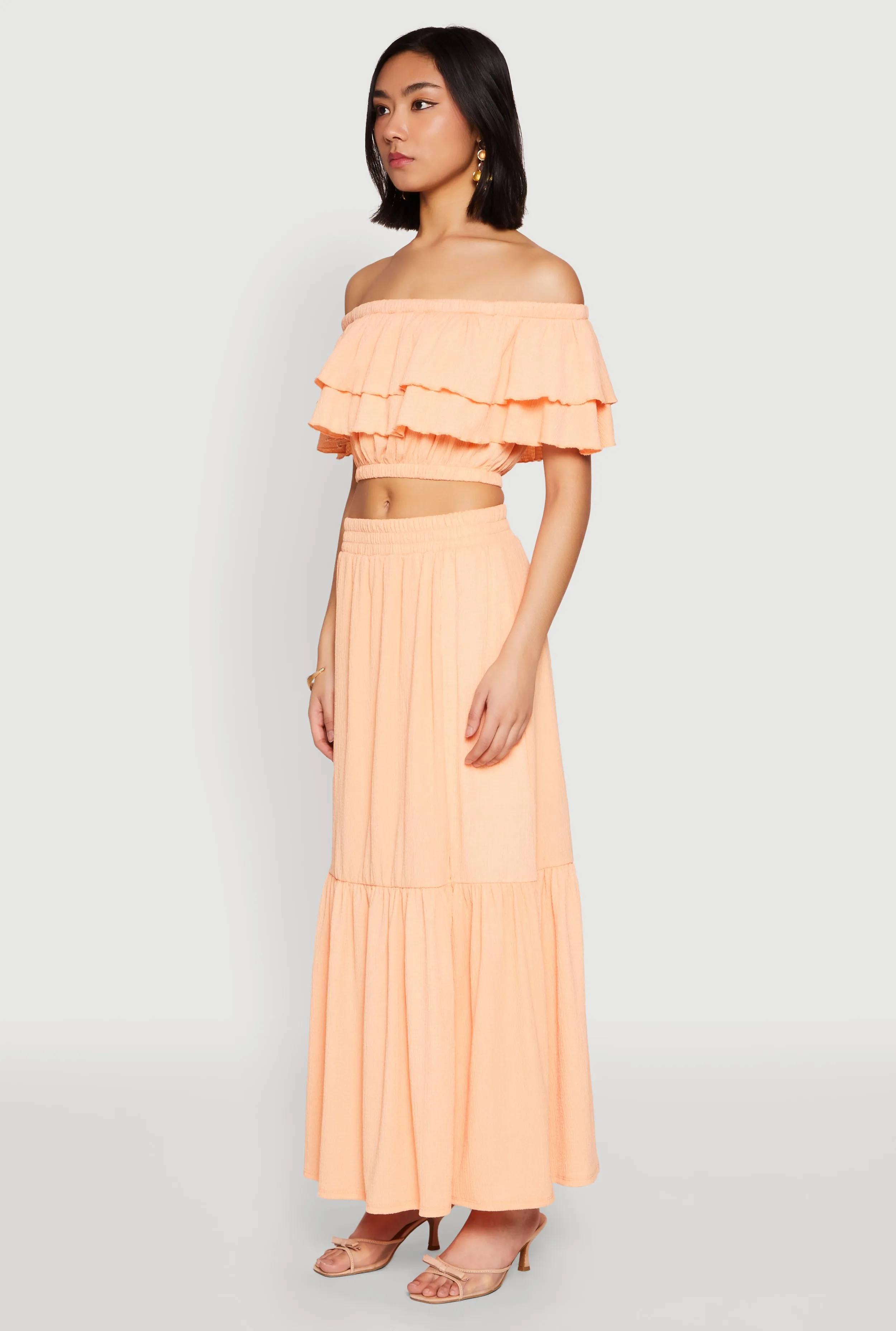 Tiered Off the Shoulder Crop Top sold by Rainbow product image thumbnail 5