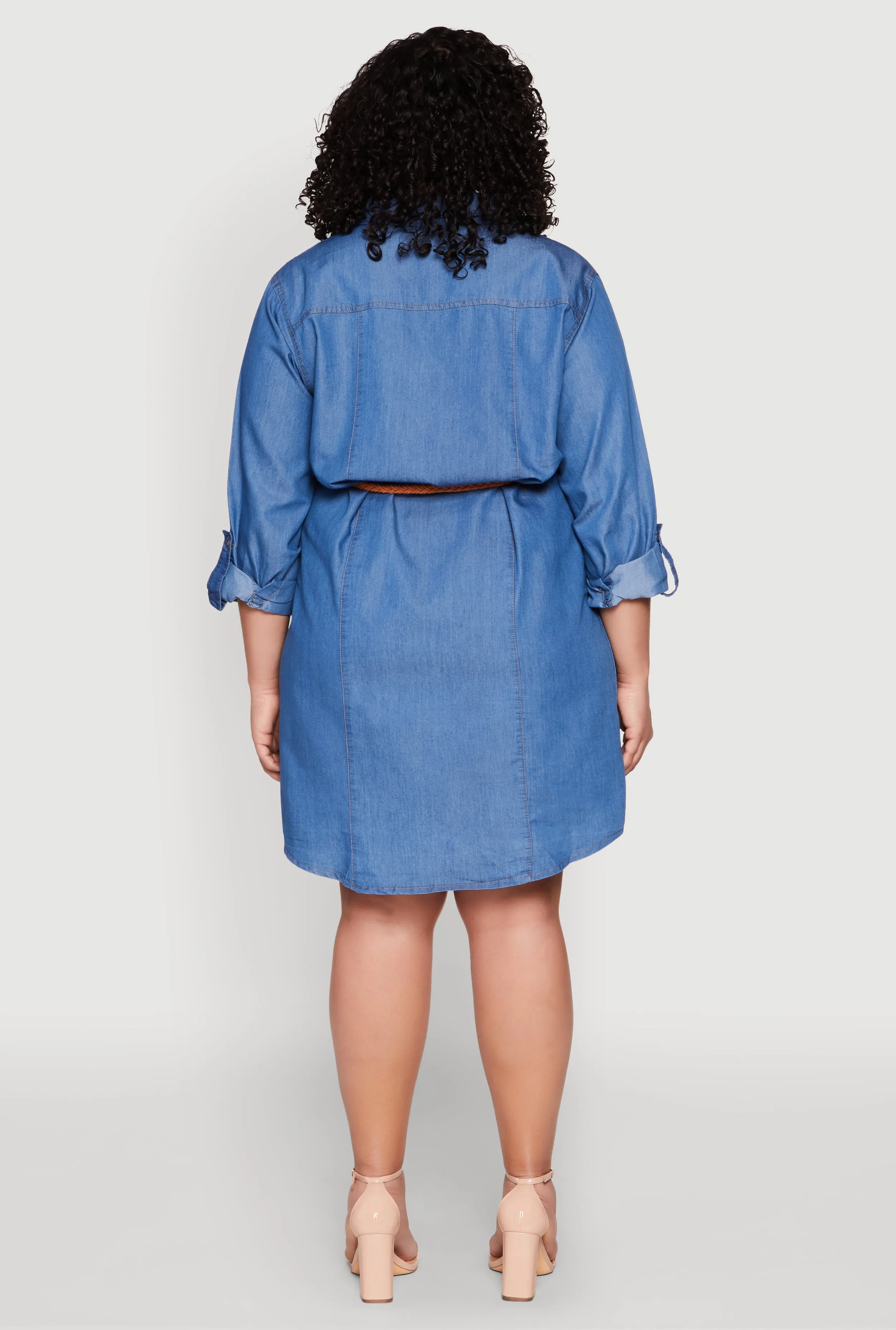 Plus Size Chambray Belted Shirt Dress sold by Rainbow product image thumbnail 5