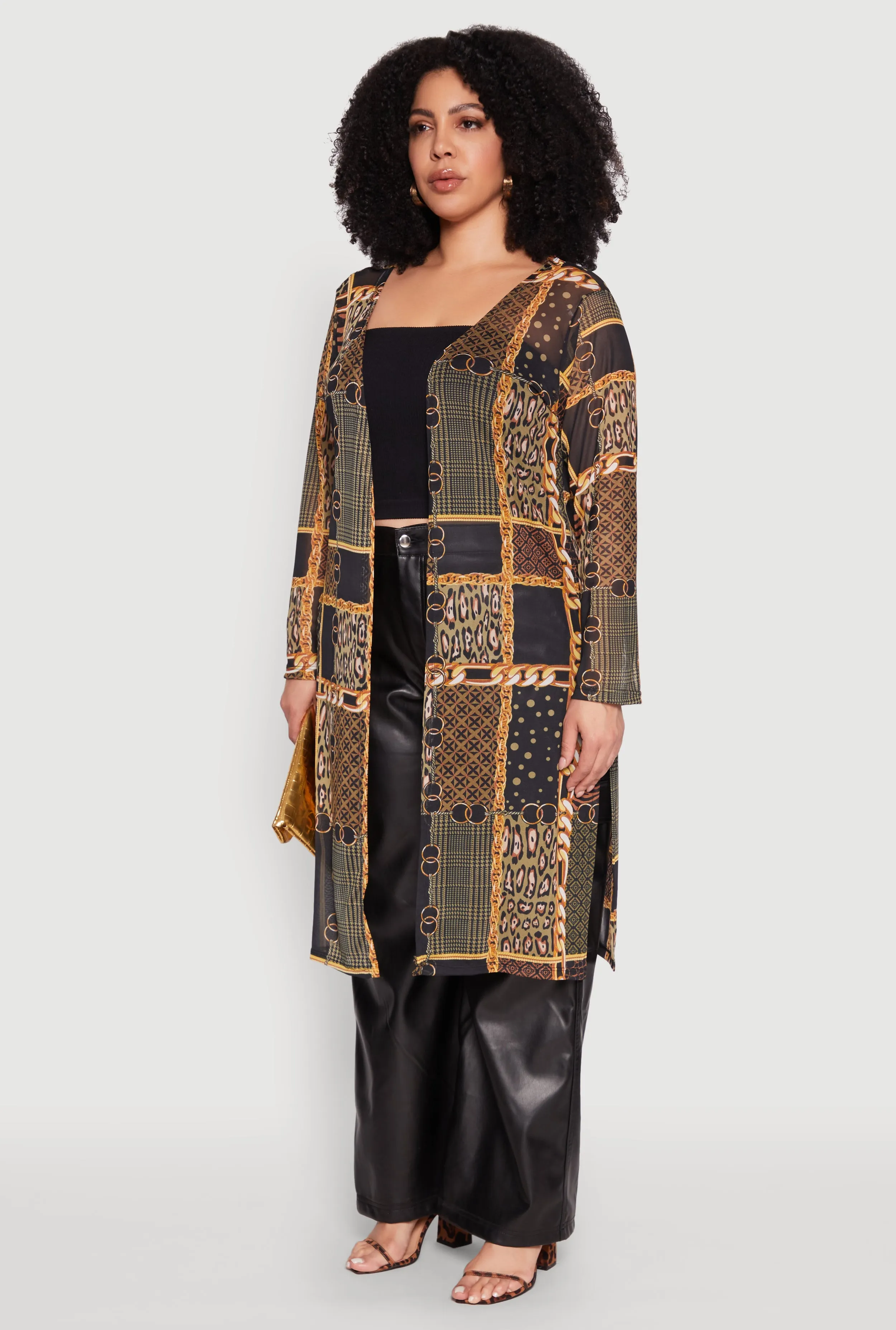 Plus Size Patterned Chain Print Mesh Duster sold by Rainbow product image thumbnail 3