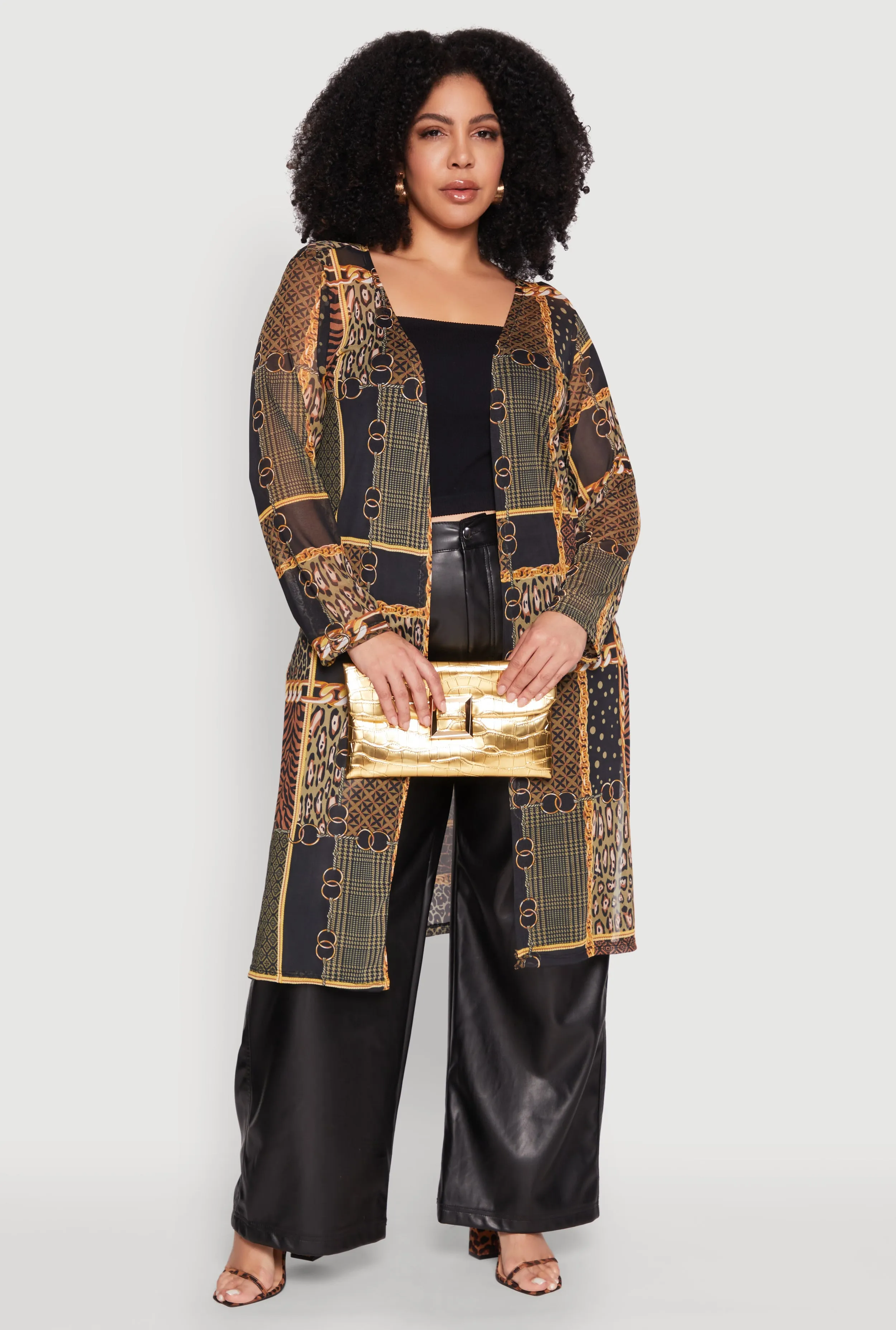 Plus Size Patterned Chain Print Mesh Duster sold by Rainbow product image thumbnail 2