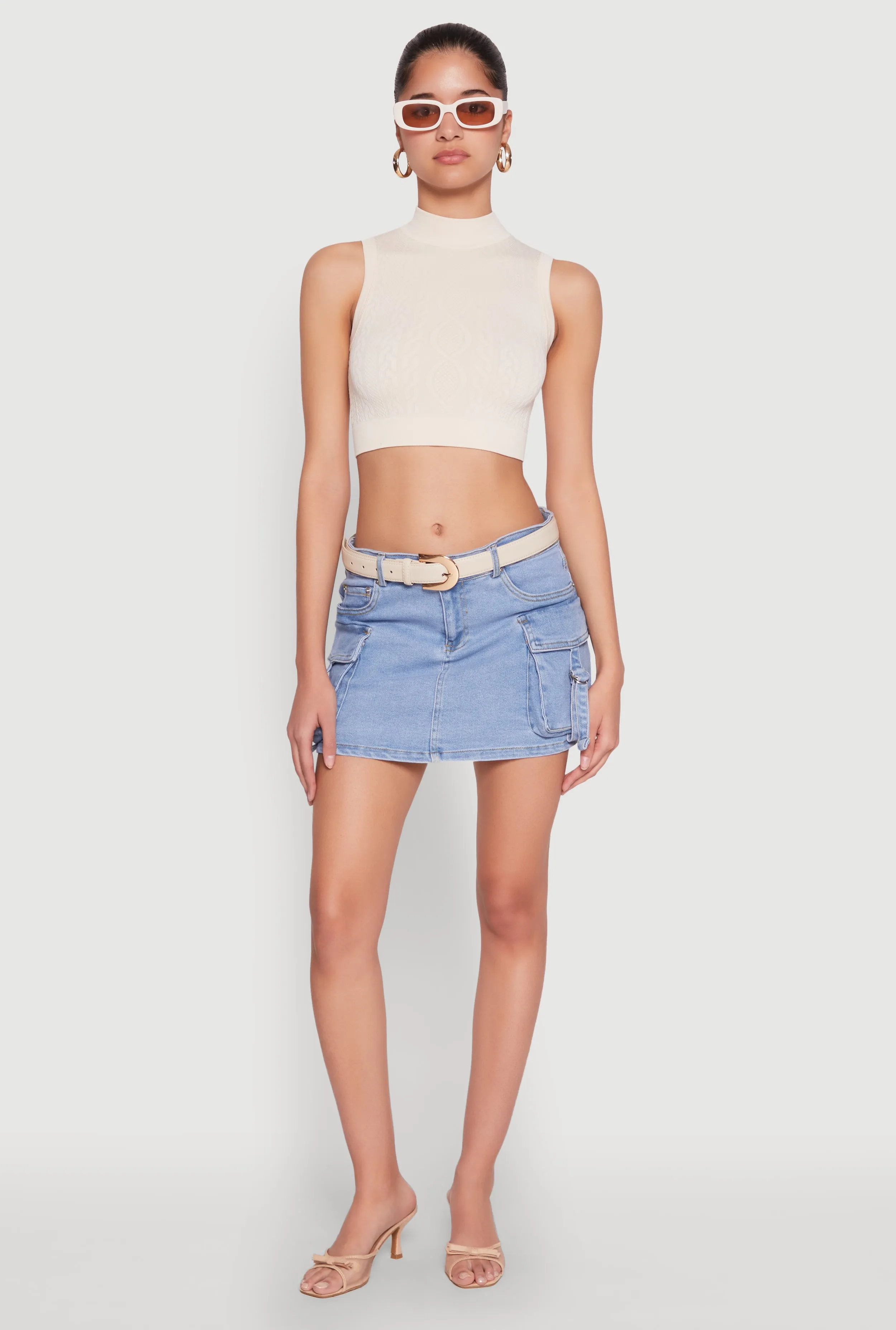 Haute Monde Denim Cargo Skirt sold by Rainbow