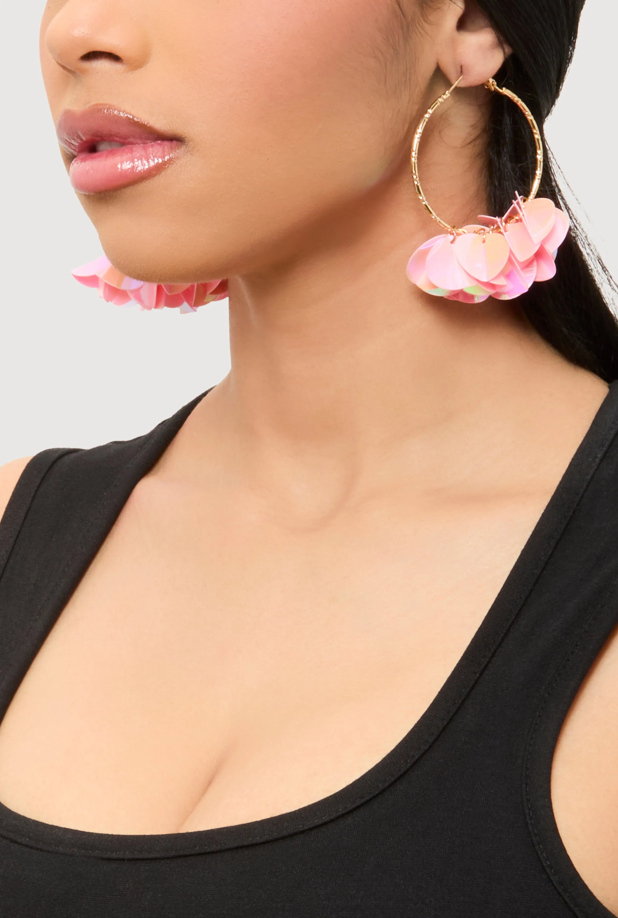 Petal Sequin Hoop Earrings sold by Rainbow product image thumbnail 2