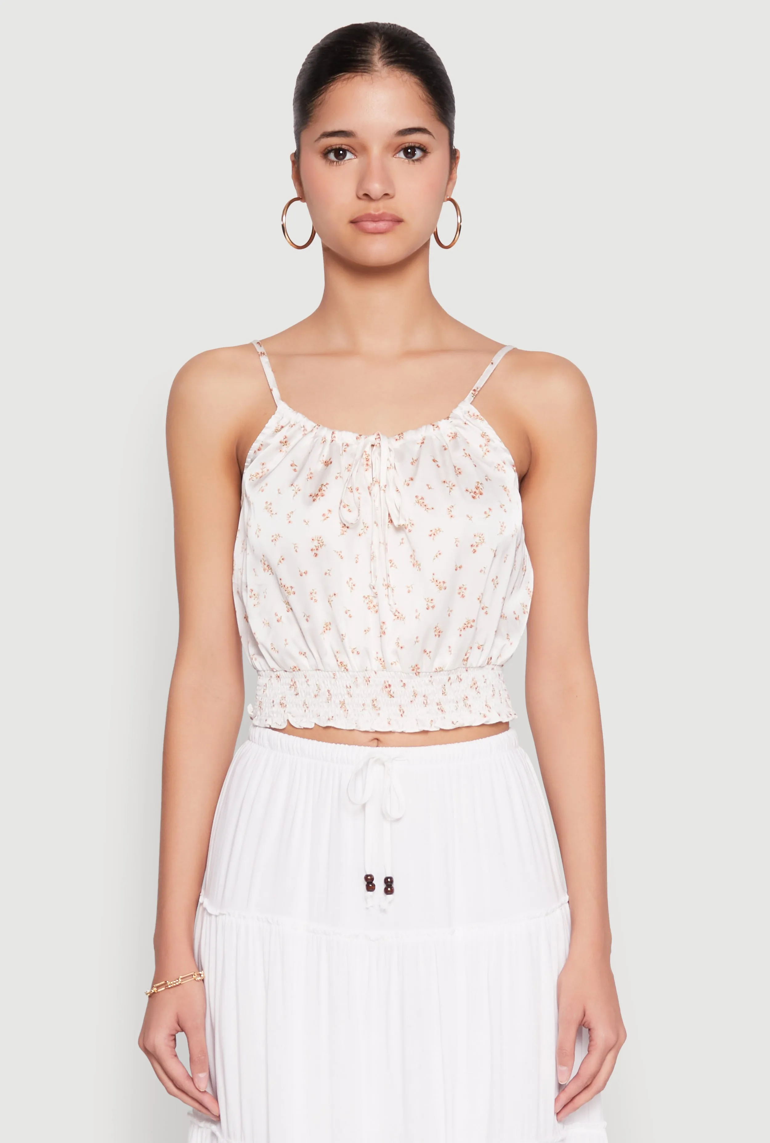 Satin Floral Print Smocked Cami sold by Rainbow product image thumbnail 2