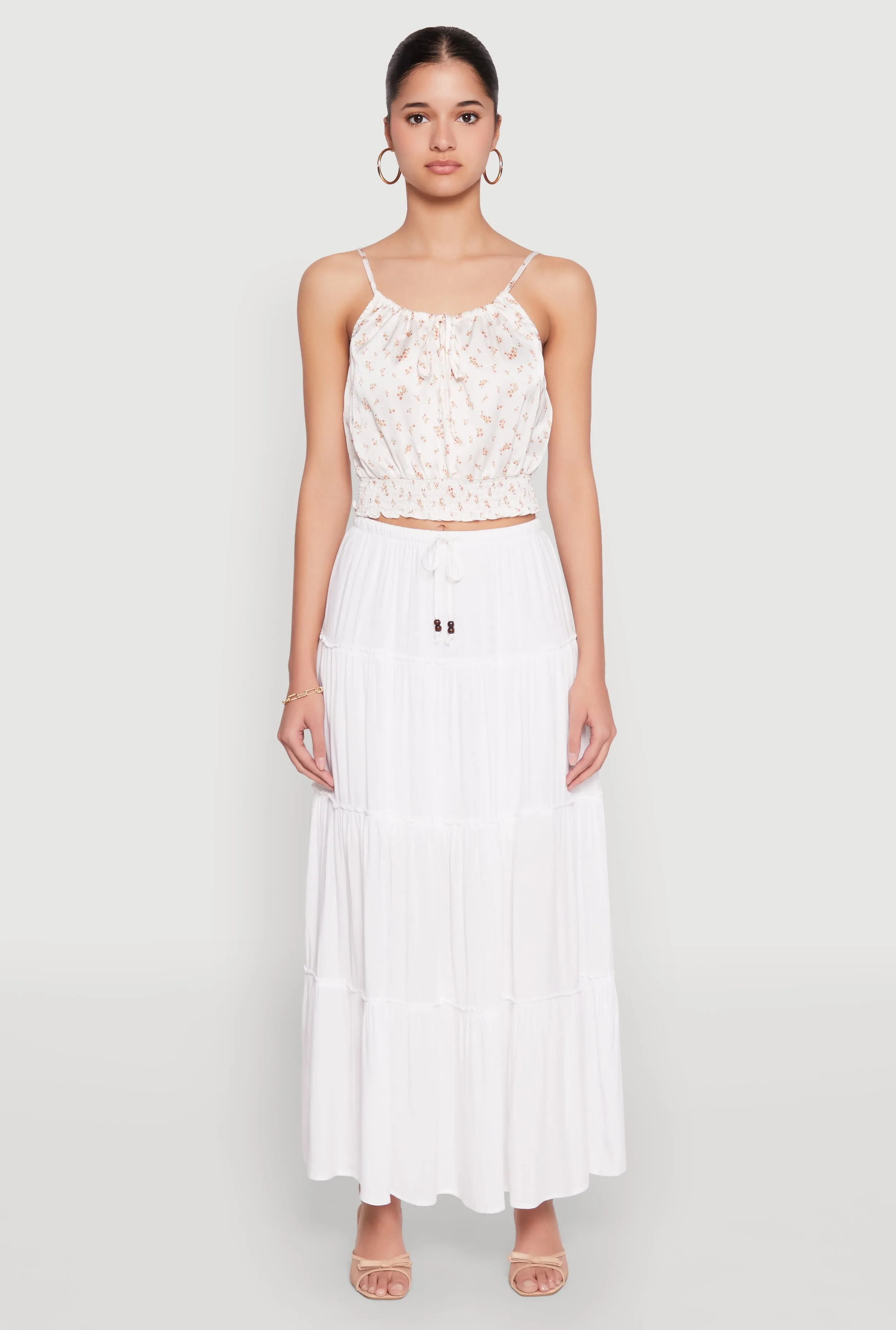 Satin Floral Print Smocked Cami sold by Rainbow product image thumbnail 3