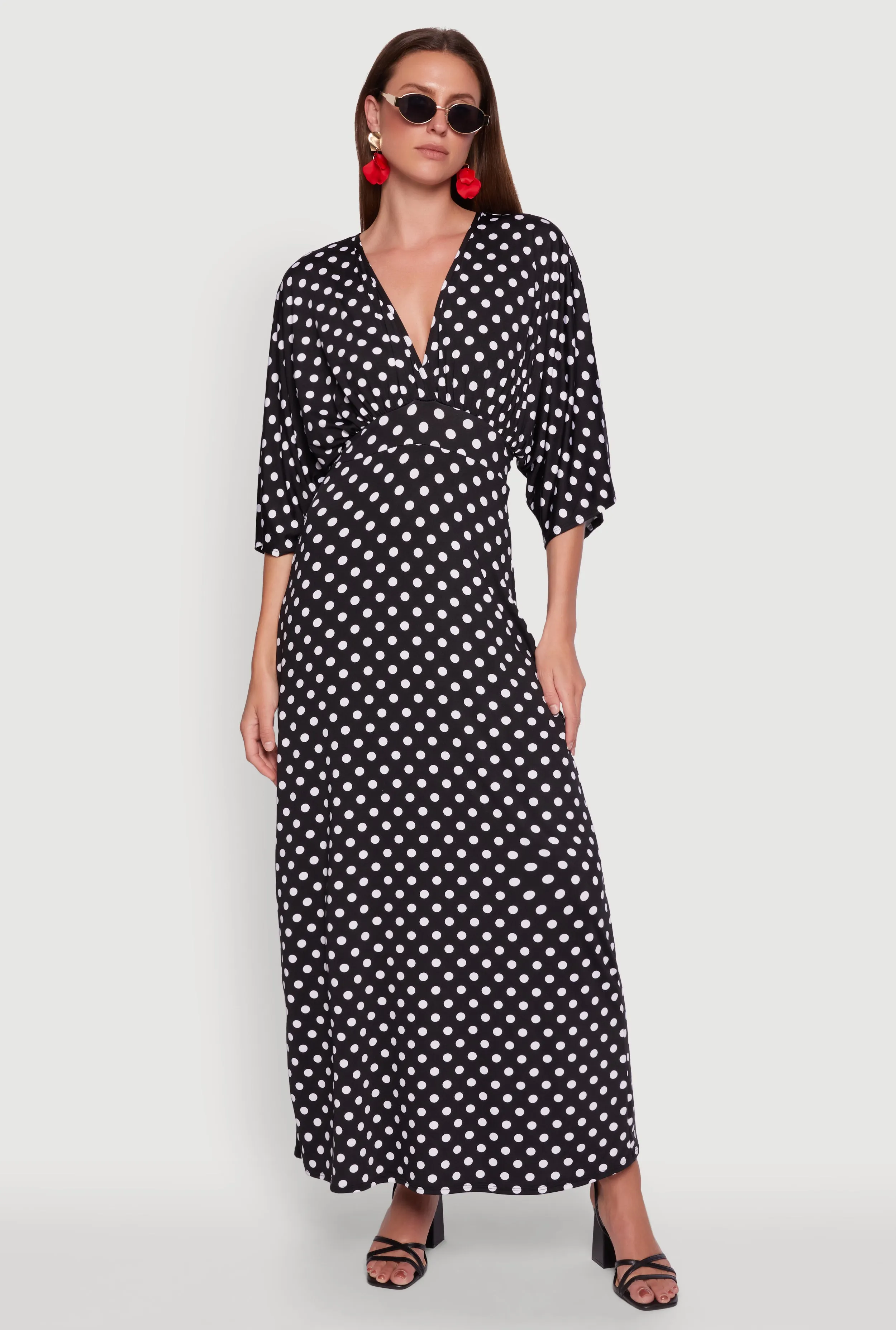 Polka Dot Empire Waist Maxi Dress sold by Rainbow