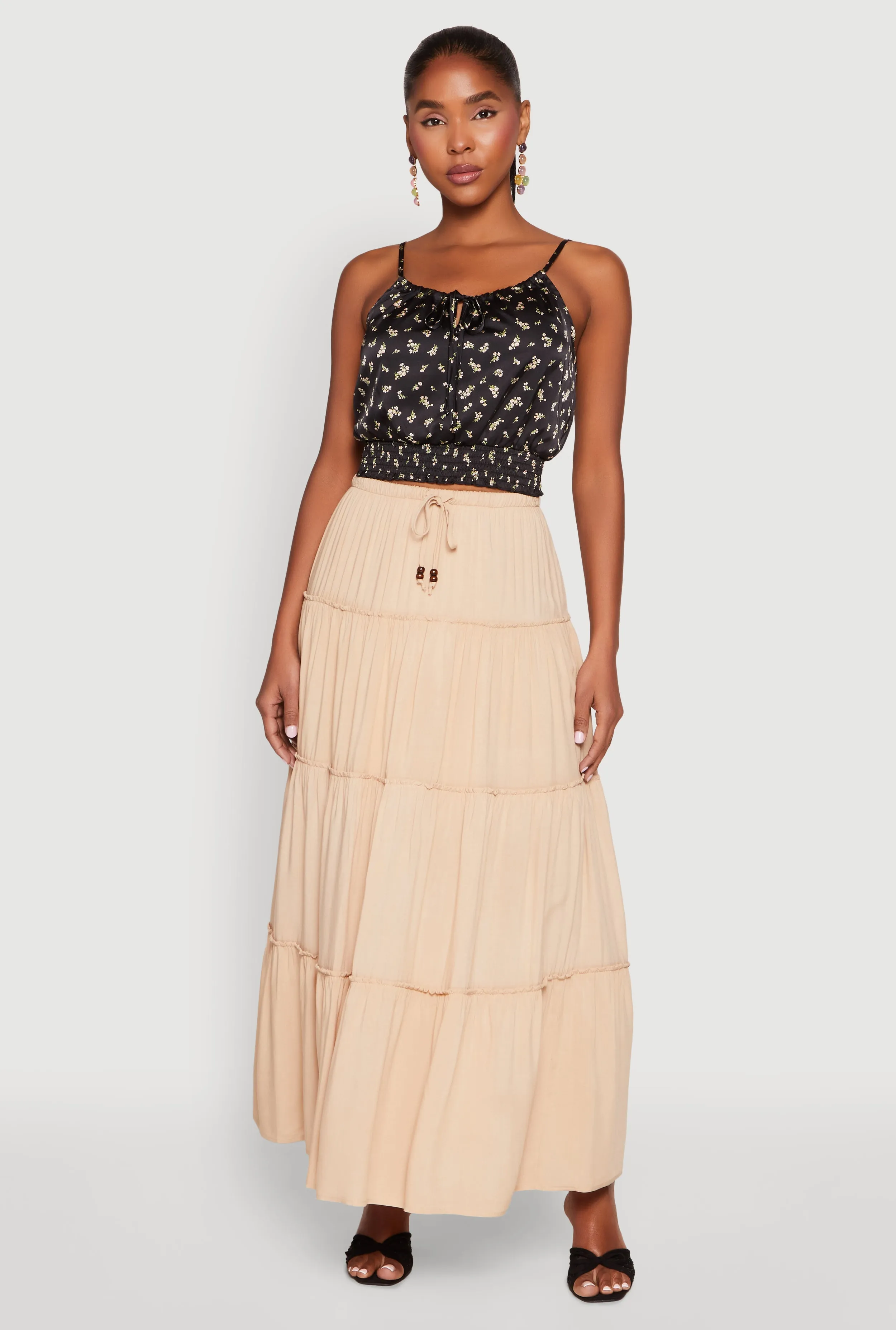 Almost Famous Tiered Maxi Skirt sold by Rainbow