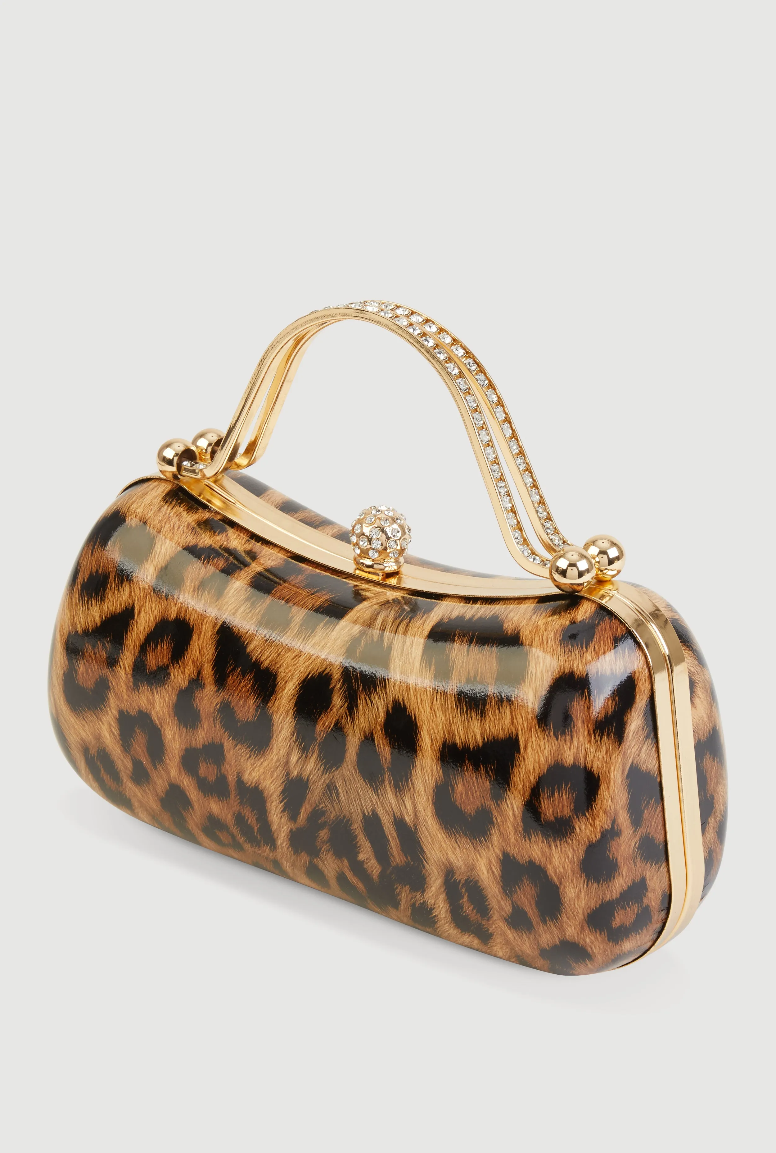 Rhinestone Top Handle Leopard Print Purse sold by Rainbow product image thumbnail 5