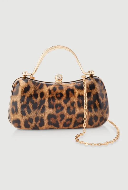 Rhinestone Top Handle Leopard Print Purse sold by Rainbow