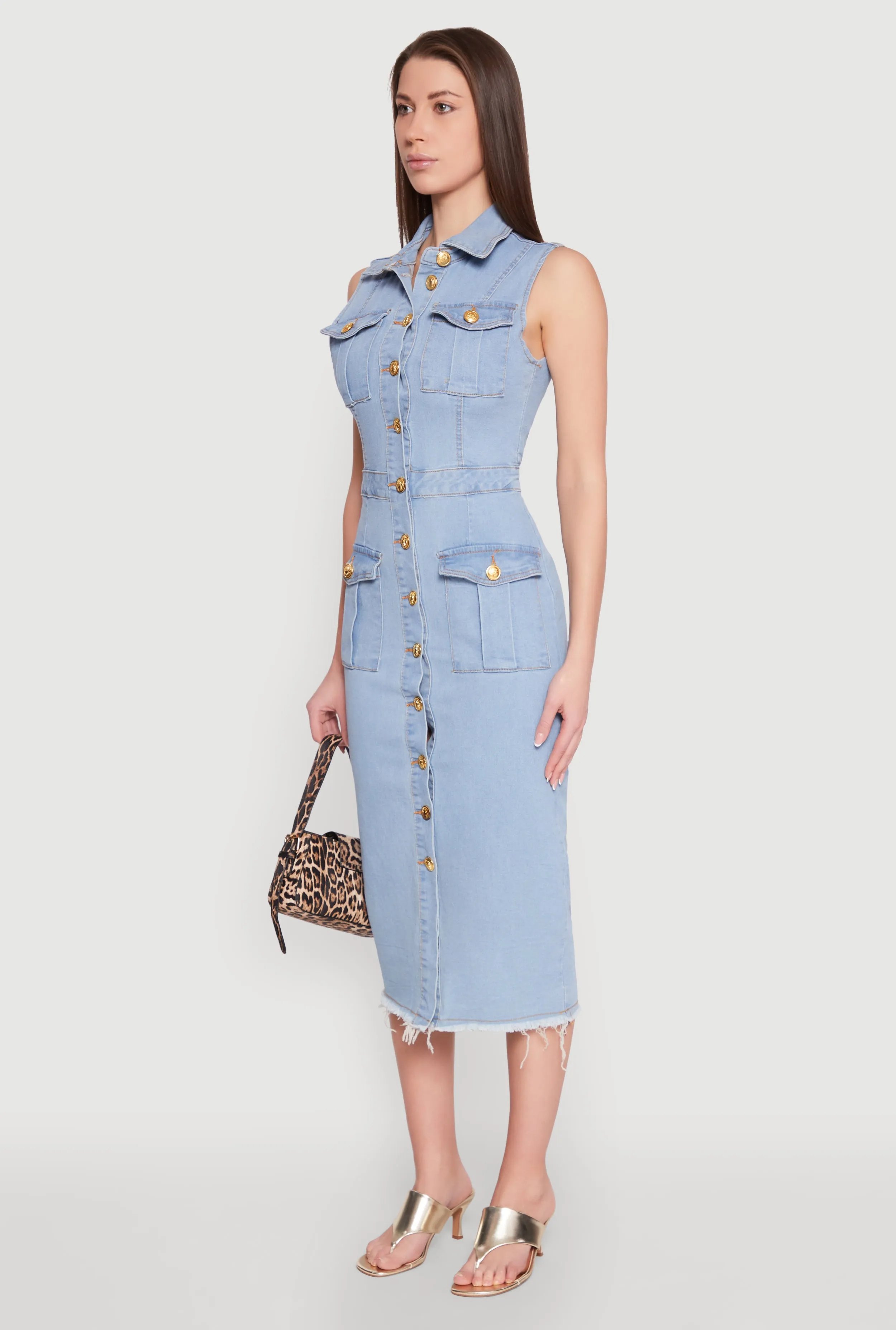 Daisy Denim Sleeveless Utility Midi Dress sold by Rainbow product image thumbnail 3