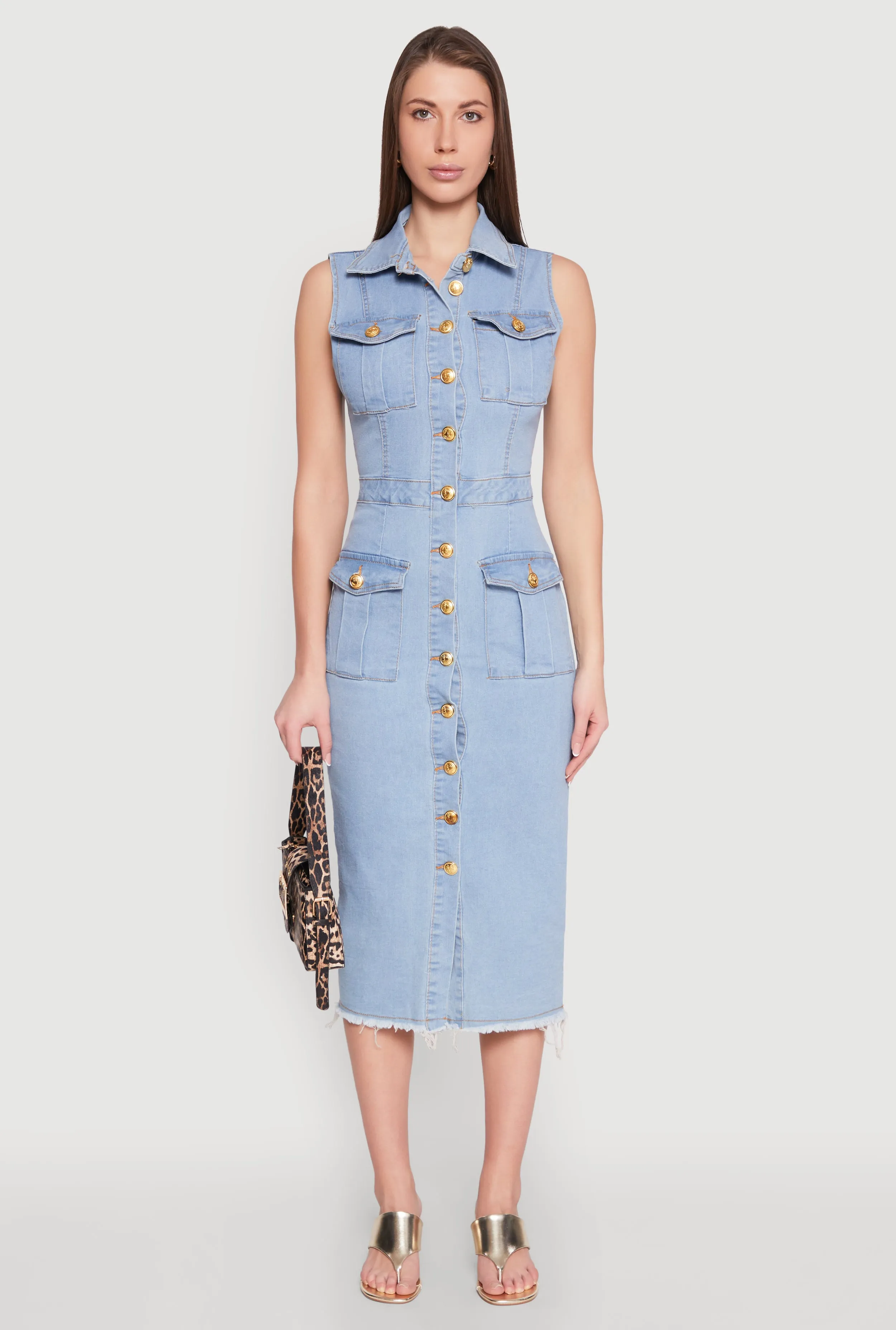 Daisy Denim Sleeveless Utility Midi Dress sold by Rainbow product image thumbnail 2