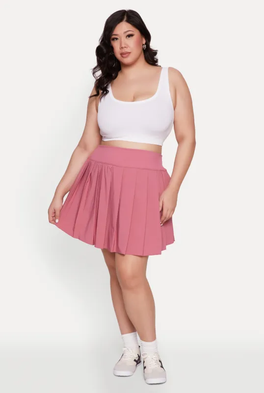 Plus Size High Waist Pleated Tennis Skirt sold by Rainbow