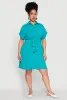 Plus Size Crepe Knit Half Button Shirt Dress sold by Rainbow