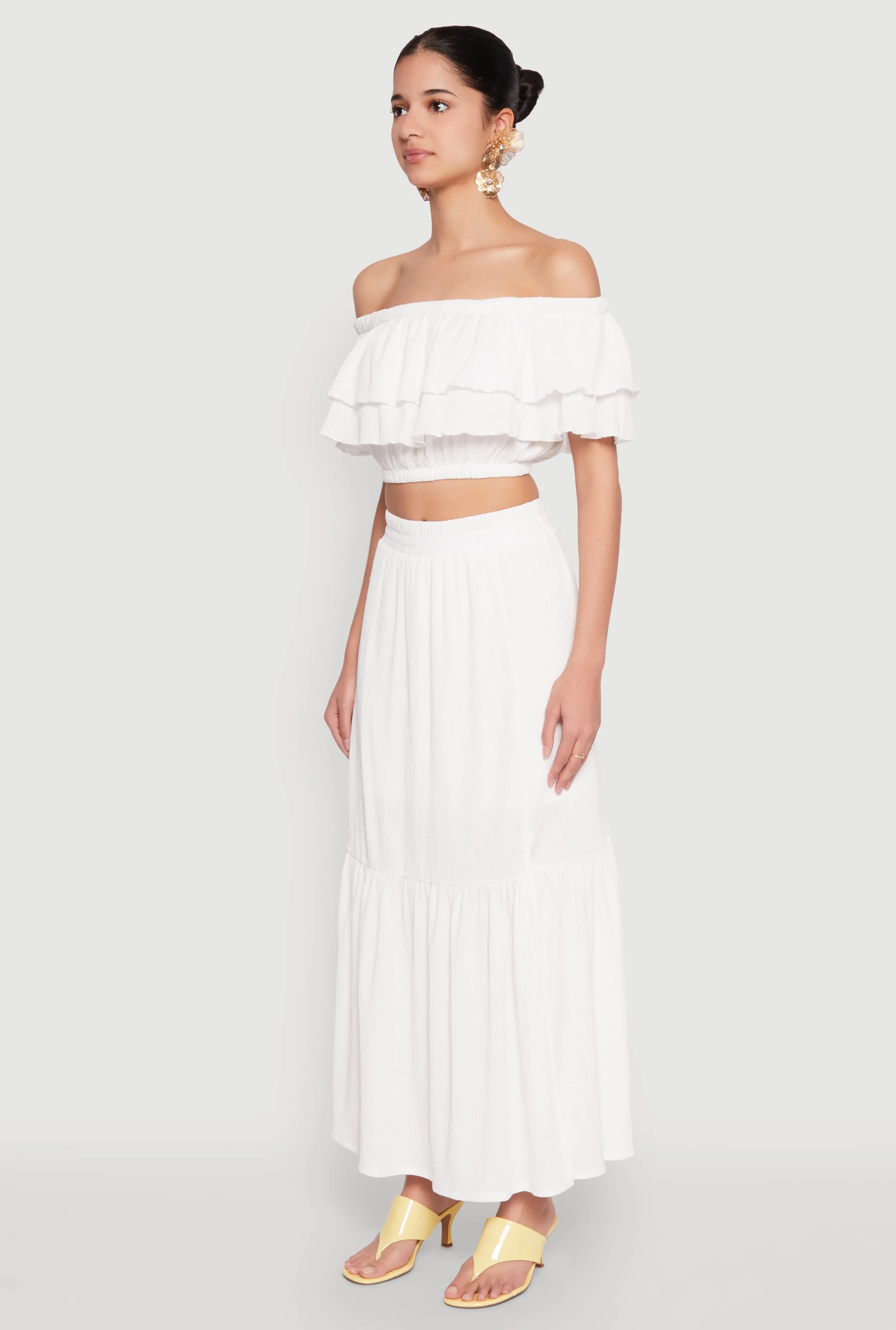 Tiered Off the Shoulder Crop Top sold by Rainbow product image thumbnail 5