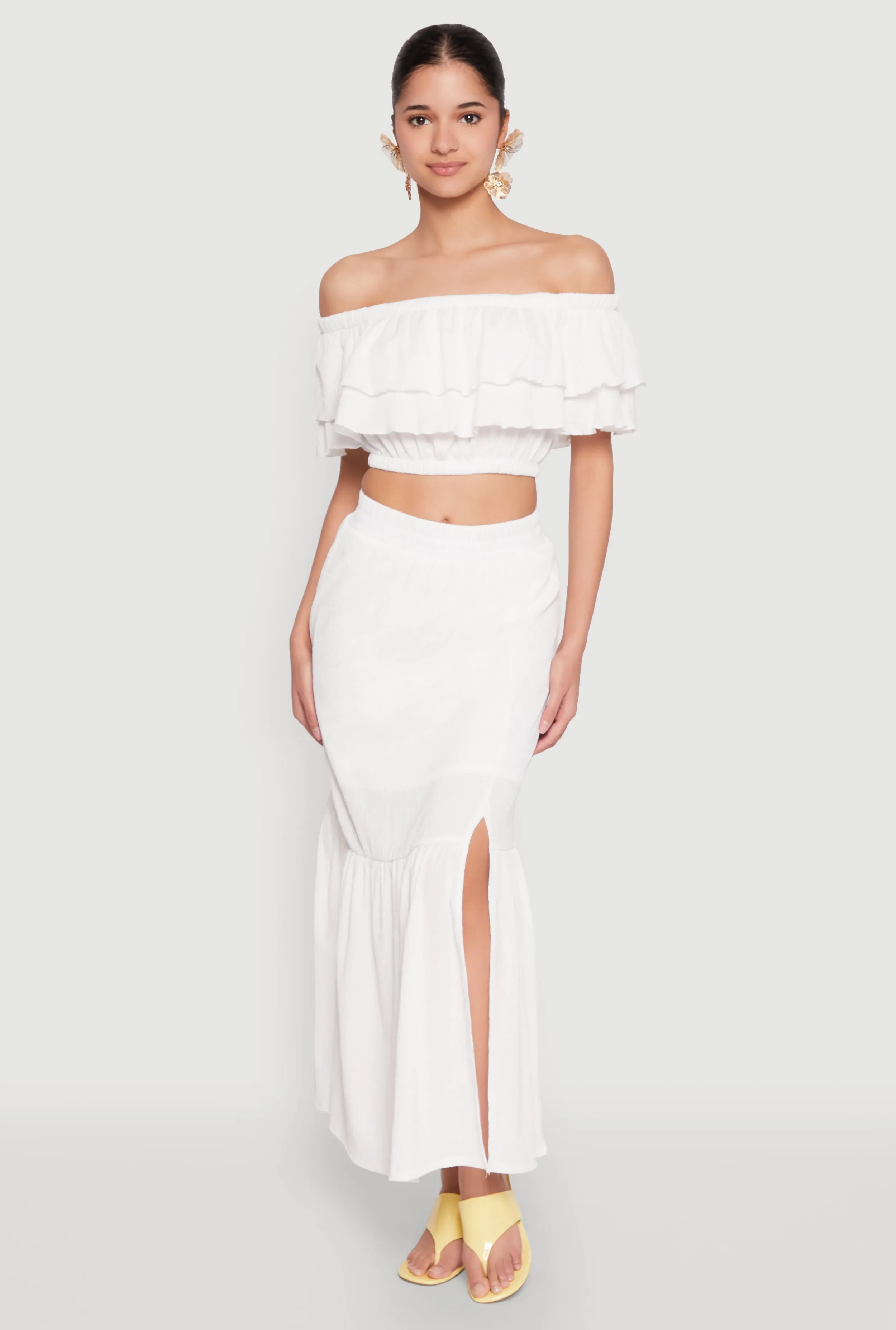 Tiered Off the Shoulder Crop Top sold by Rainbow product image thumbnail 2
