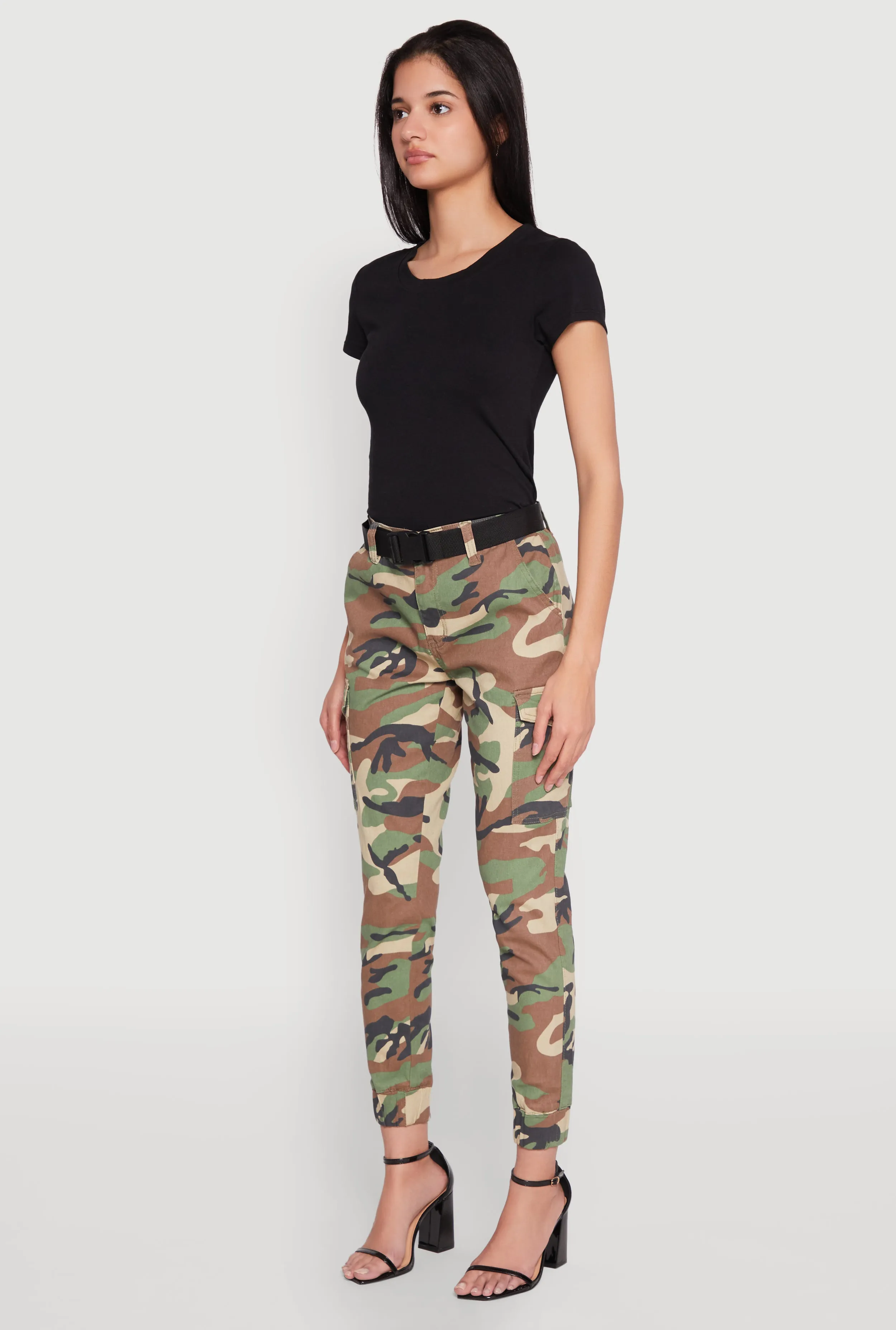 Almost Famous Belted Camo Cargo Joggers sold by Rainbow product image thumbnail 3