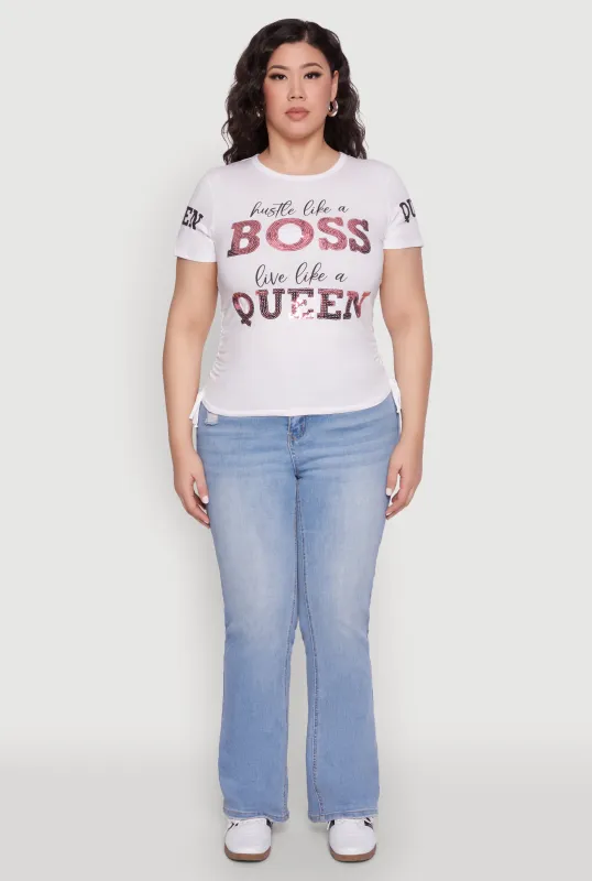Plus Size Hustle Like A Boss Live Like A Queen Top sold by Rainbow
