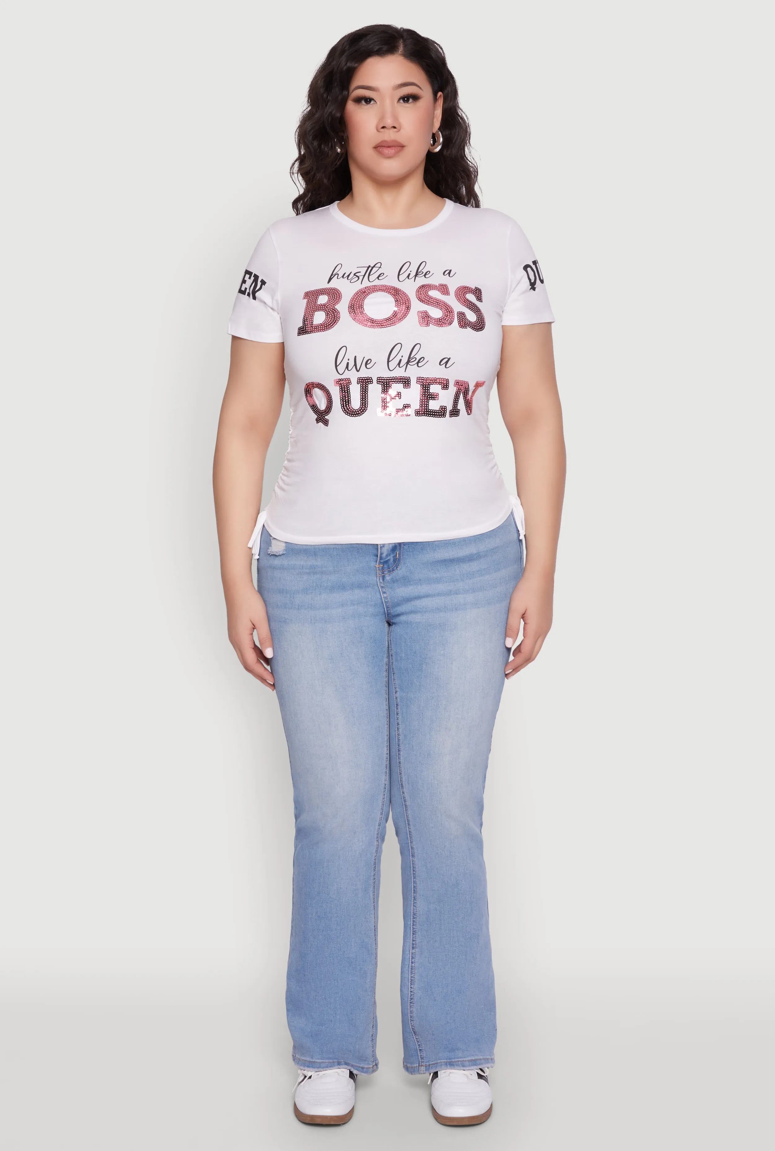 Plus Size Hustle Like A Boss Live Like A Queen Top sold by Rainbow