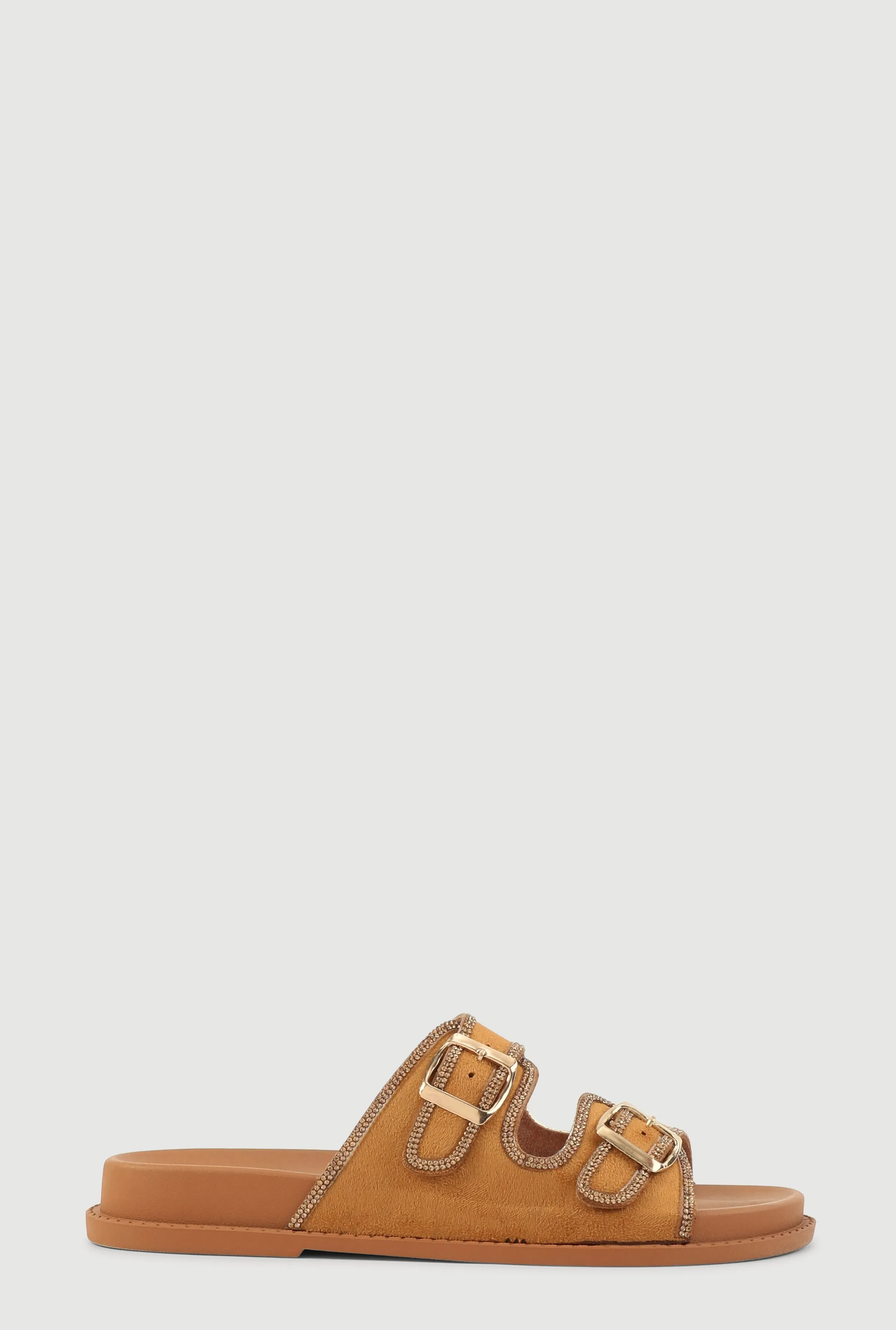 Double Buckle Band Studded Trim Slide Sandals sold by Rainbow product image thumbnail 2