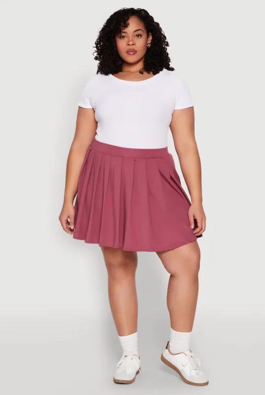 Plus Size High Waisted Pleated Tennis Skirt sold by Rainbow