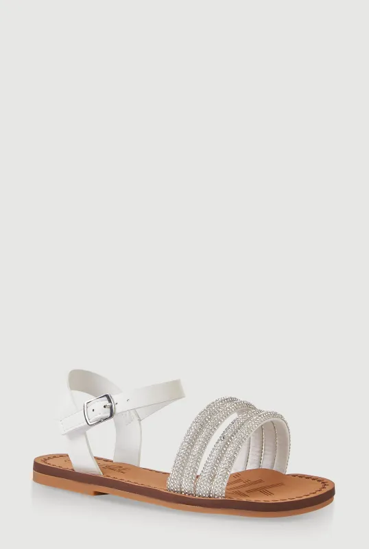 Girls Rhinestone Strappy Band Sandals sold by Rainbow